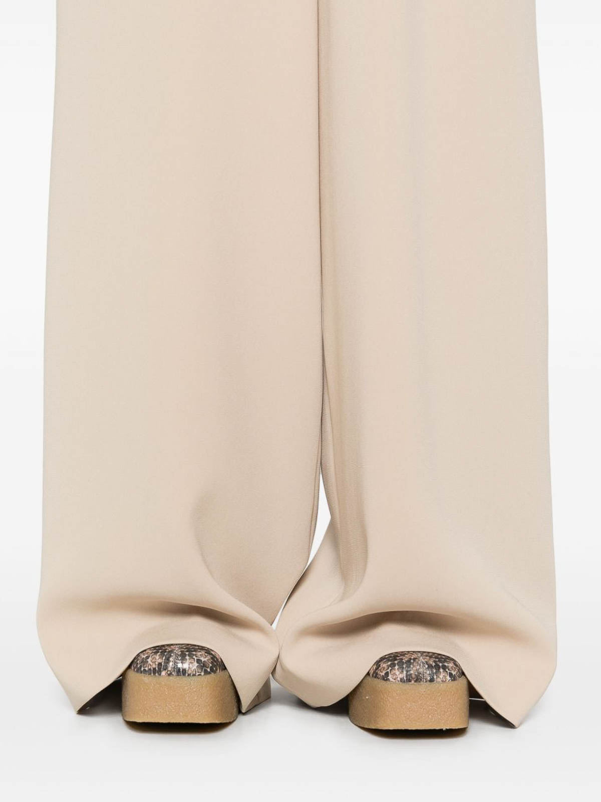 Max Mara Wool Wide Leg Trousers In Nude
