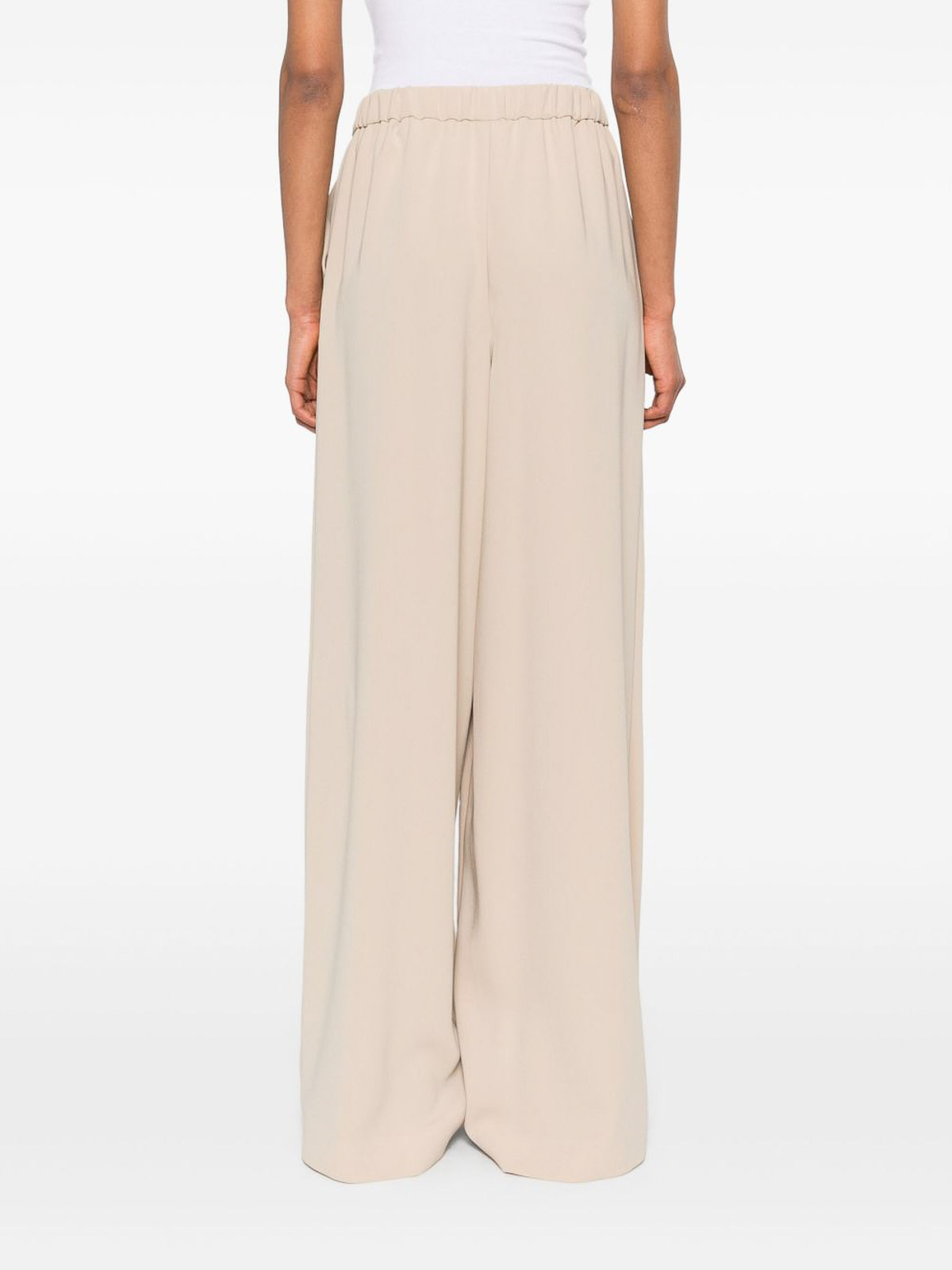 Max Mara Wool Wide Leg Trousers In Nude