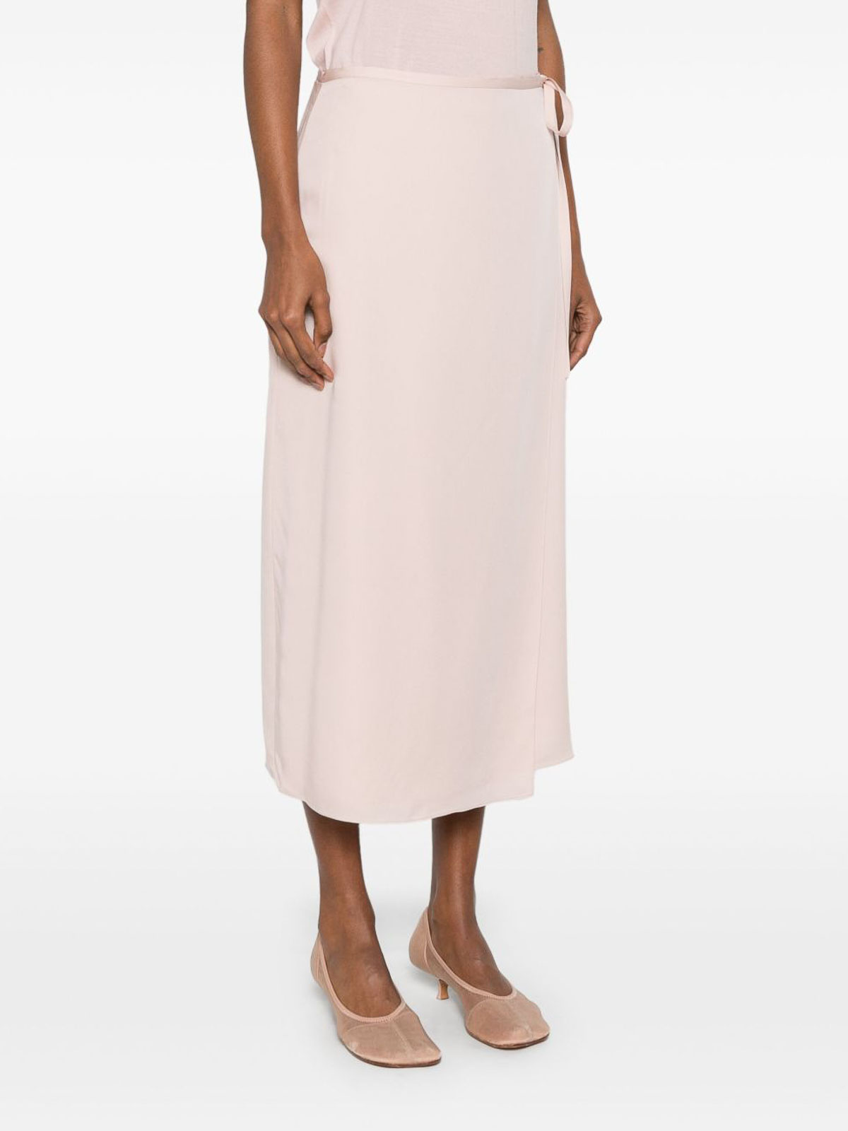 Theory Wrap-design Midi Skirt In Neutral
