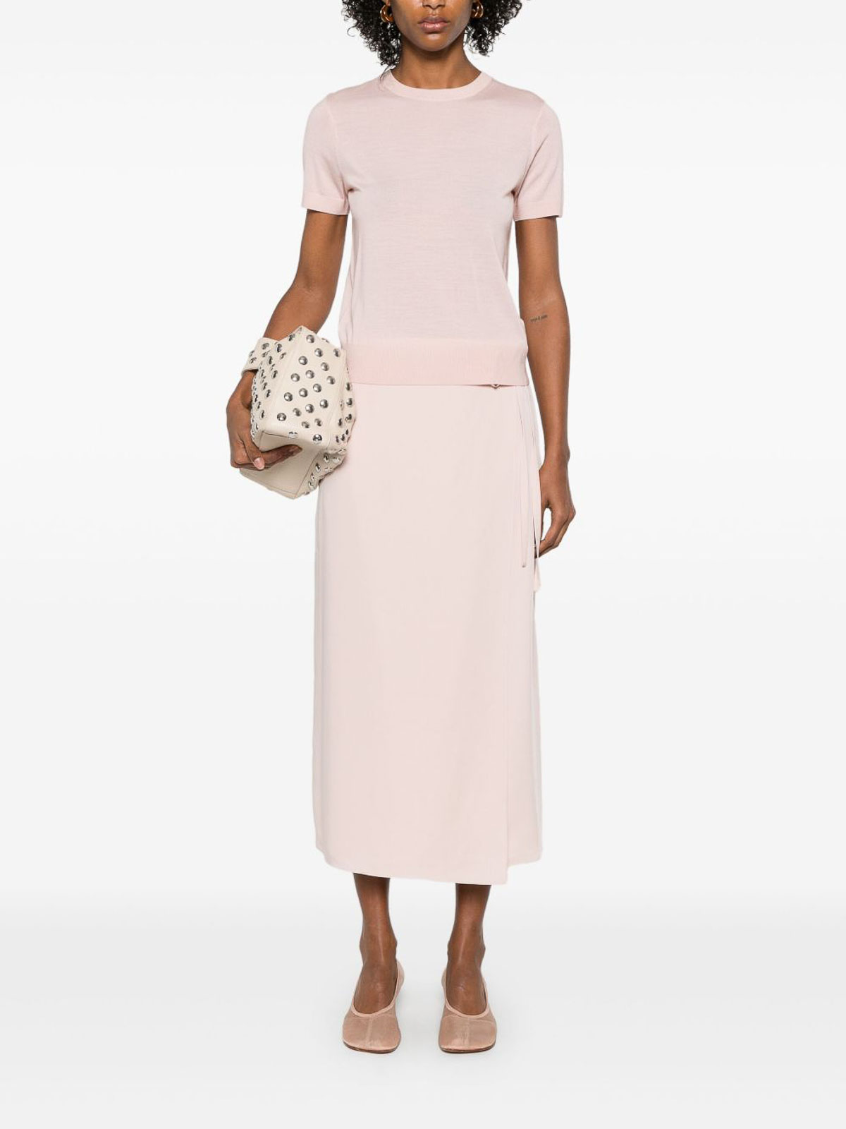 Theory Wrap-design Midi Skirt In Neutral