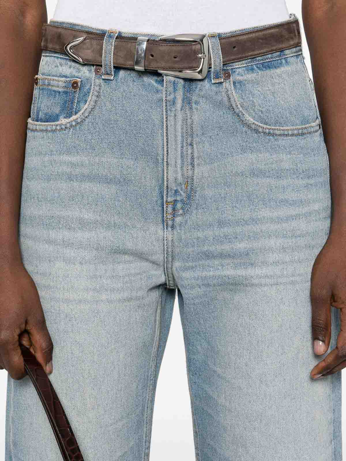 Victoria Beckham Wide Leg Cropped Jeans In Blue
