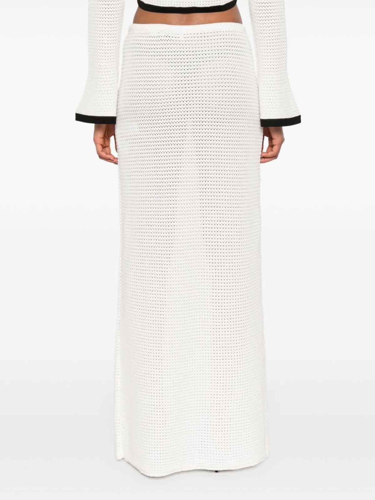 Self-portrait Sequinned Pointelle-knit Maxi Skirt In White