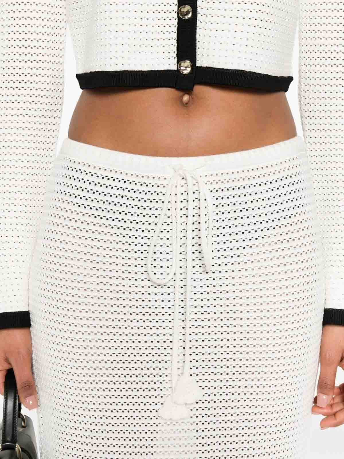 Self-portrait Sequinned Pointelle-knit Maxi Skirt In White