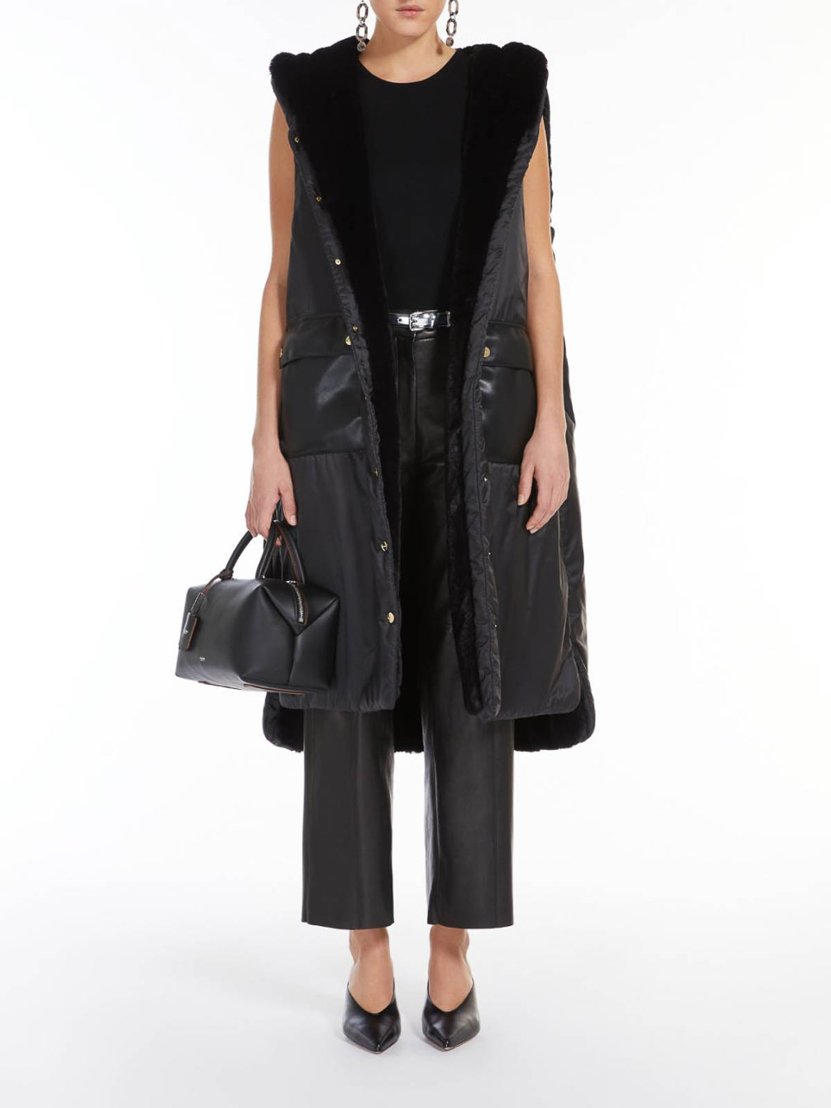 Max Mara The Cube Max Mara Long Reversible Vest In Black