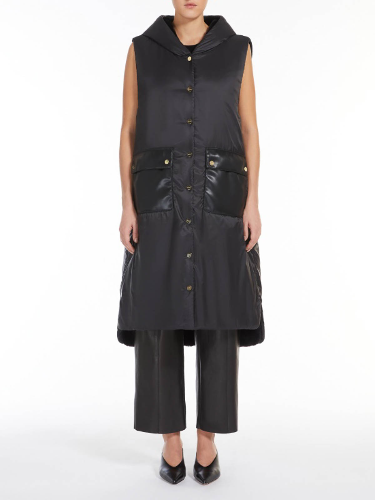 Max Mara The Cube Max Mara Long Reversible Vest In Black