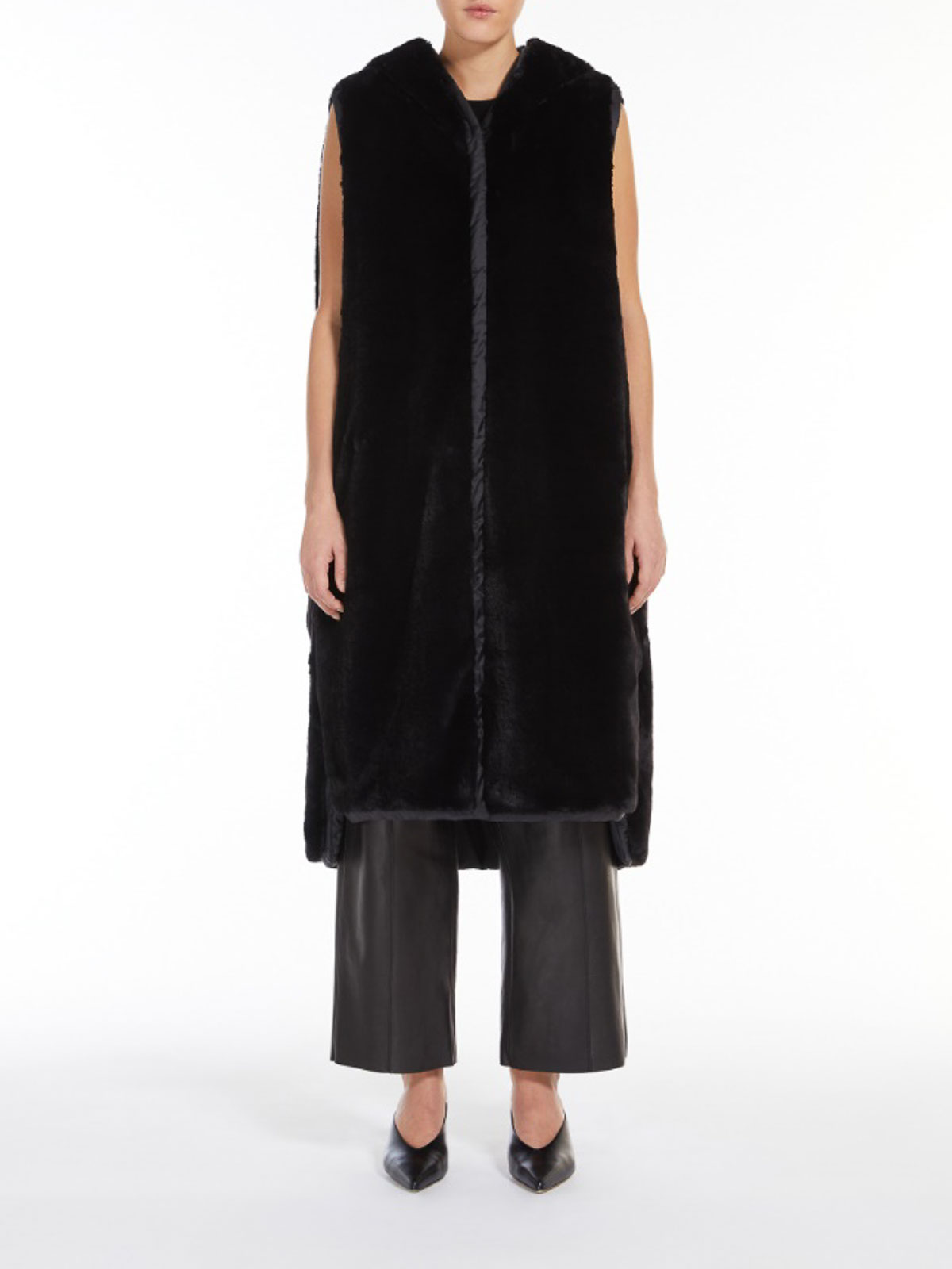 Max Mara The Cube Max Mara Long Reversible Vest In Black