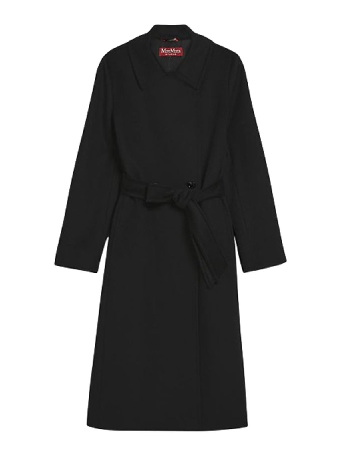 Max Mara Wool Dressing Gown Coat In Black