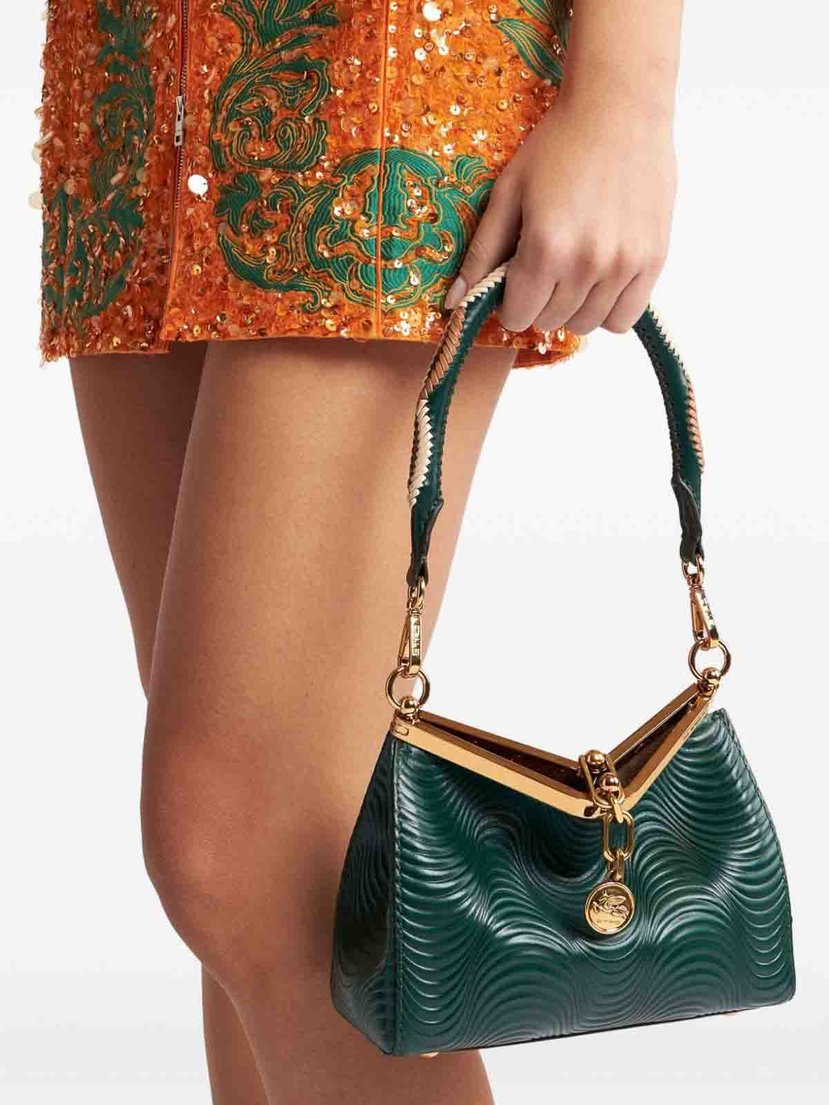 Etro Small Vela Shoulder Bag In Green