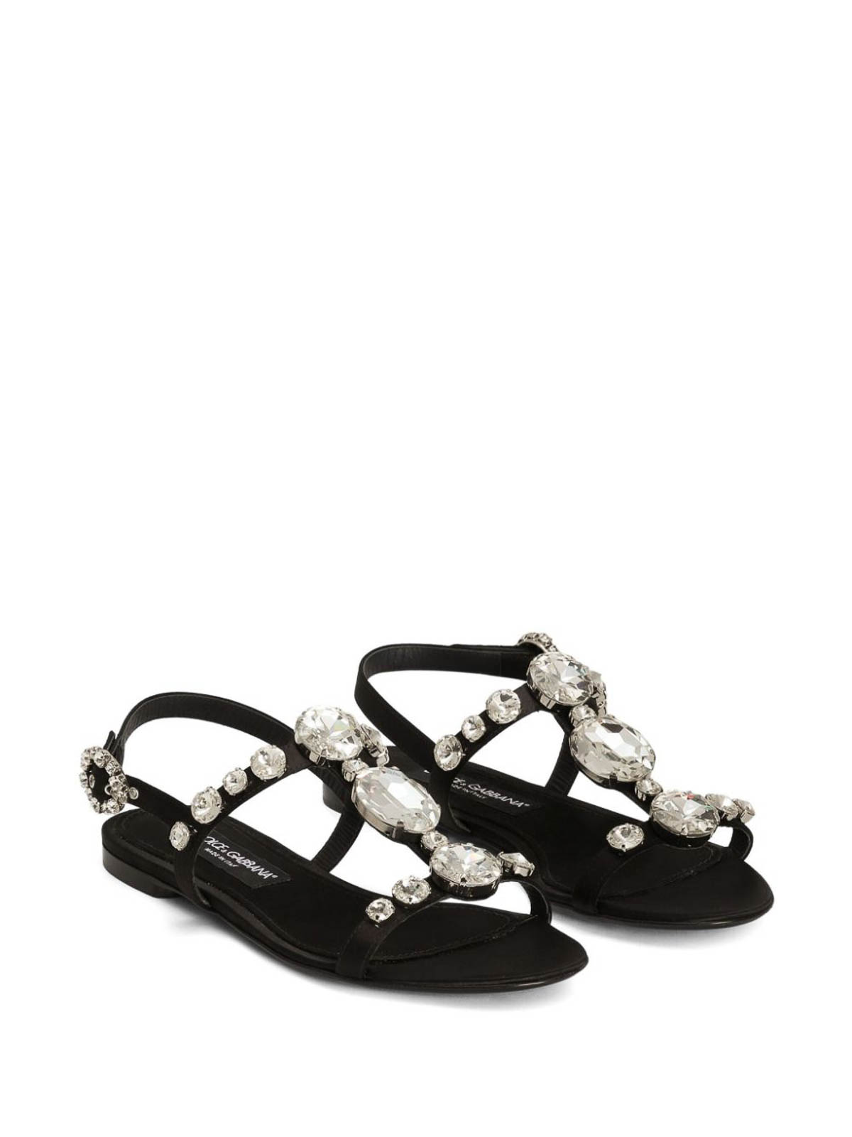 Dolce & Gabbana Black Crystal Shoes Sandals In Black