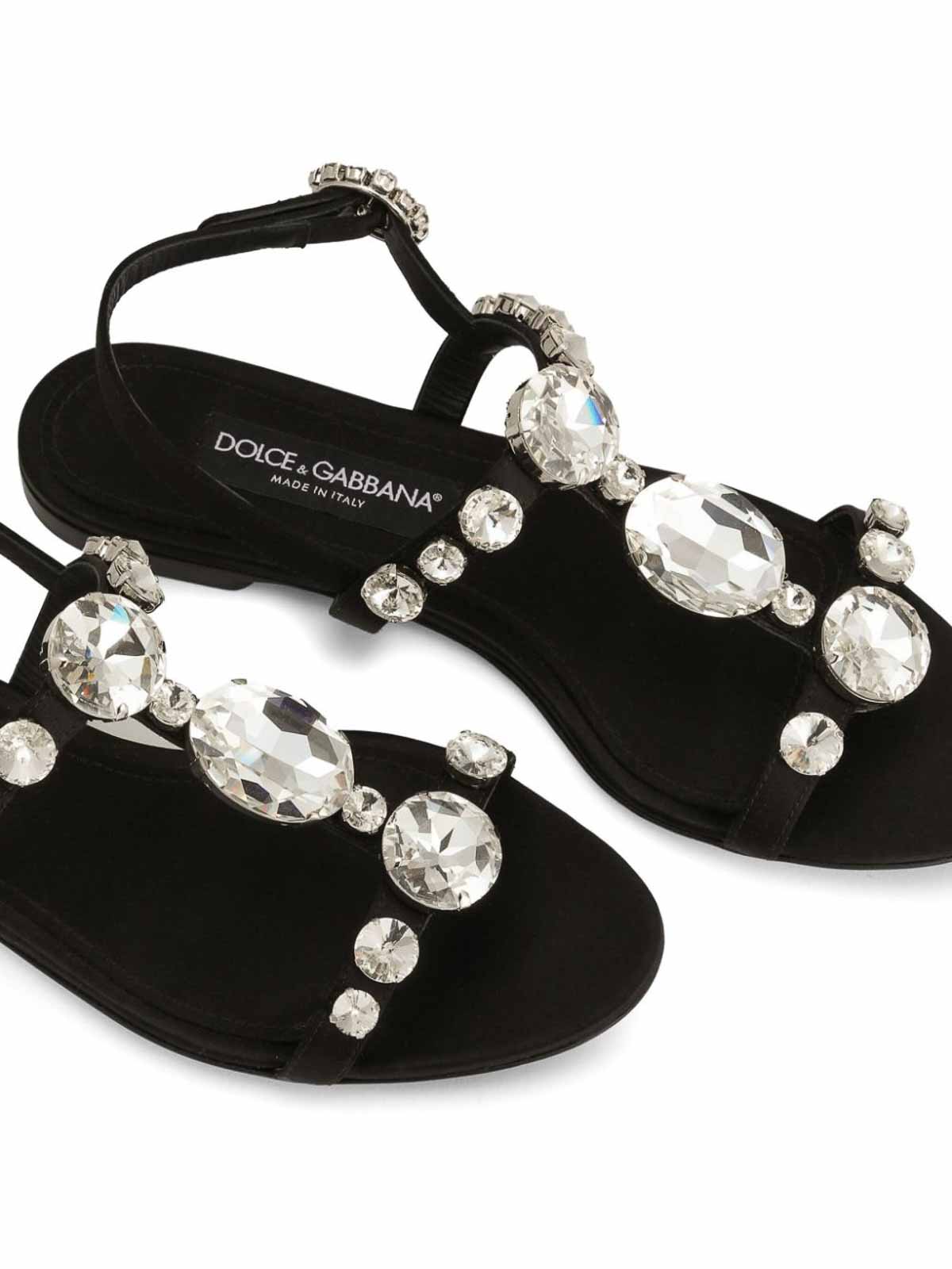 Dolce & Gabbana Black Crystal Shoes Sandals In Black