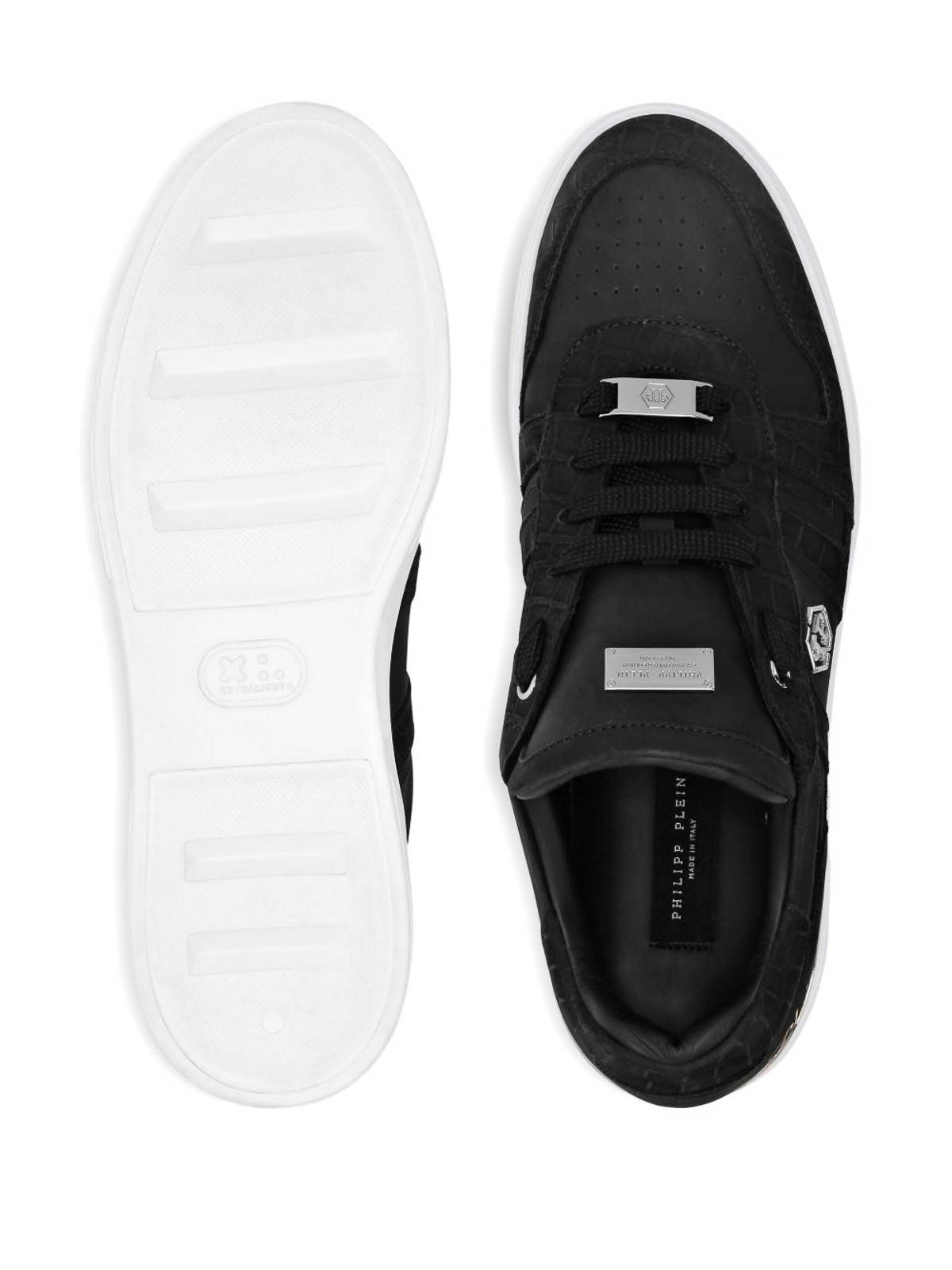 Philipp Plein Leather Low-top Sneakers In Black