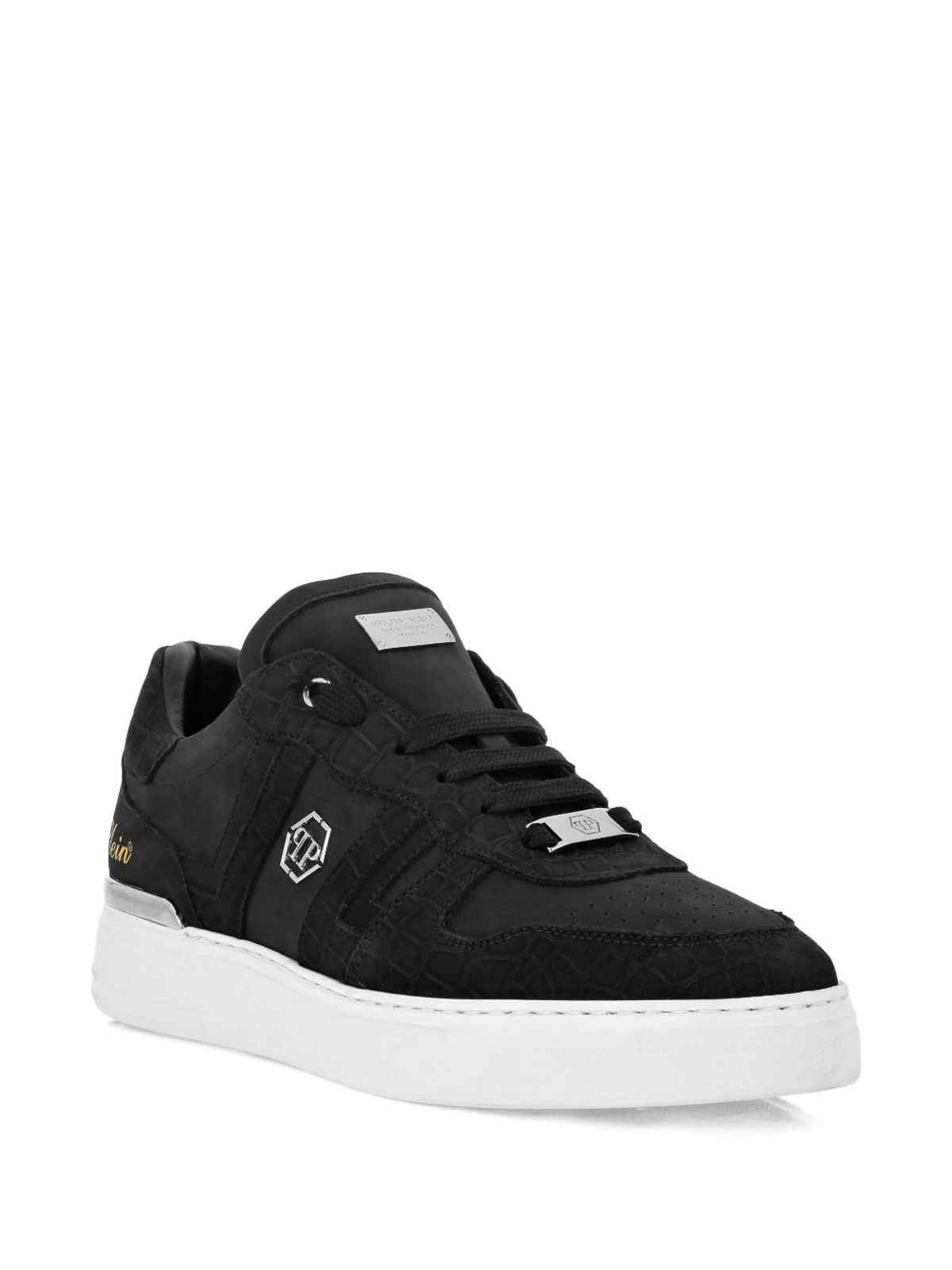 Philipp Plein Leather Low-top Sneakers In Black