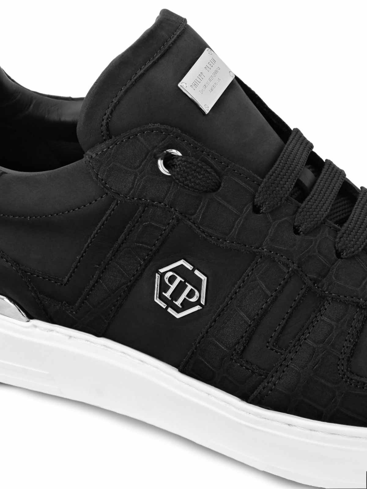 Philipp Plein Leather Low-top Sneakers In Black