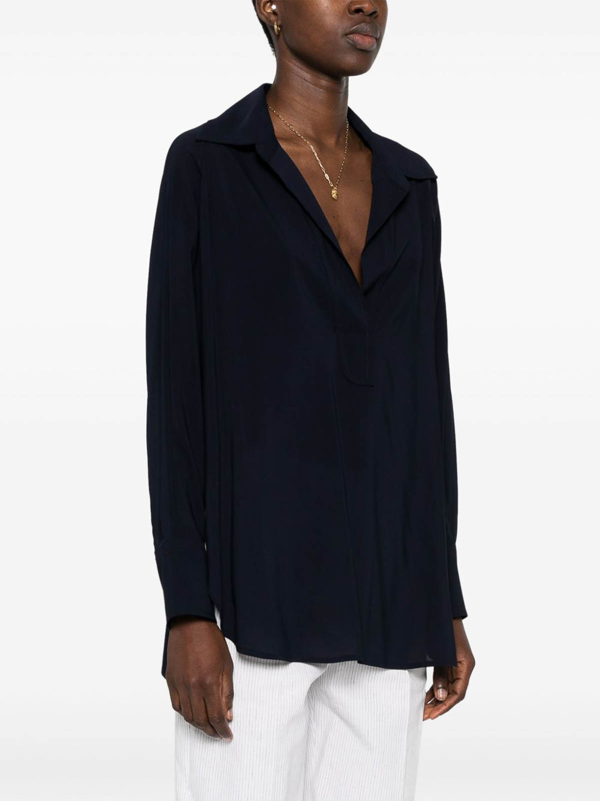 Alberto Biani Georgette Blouse In Blue