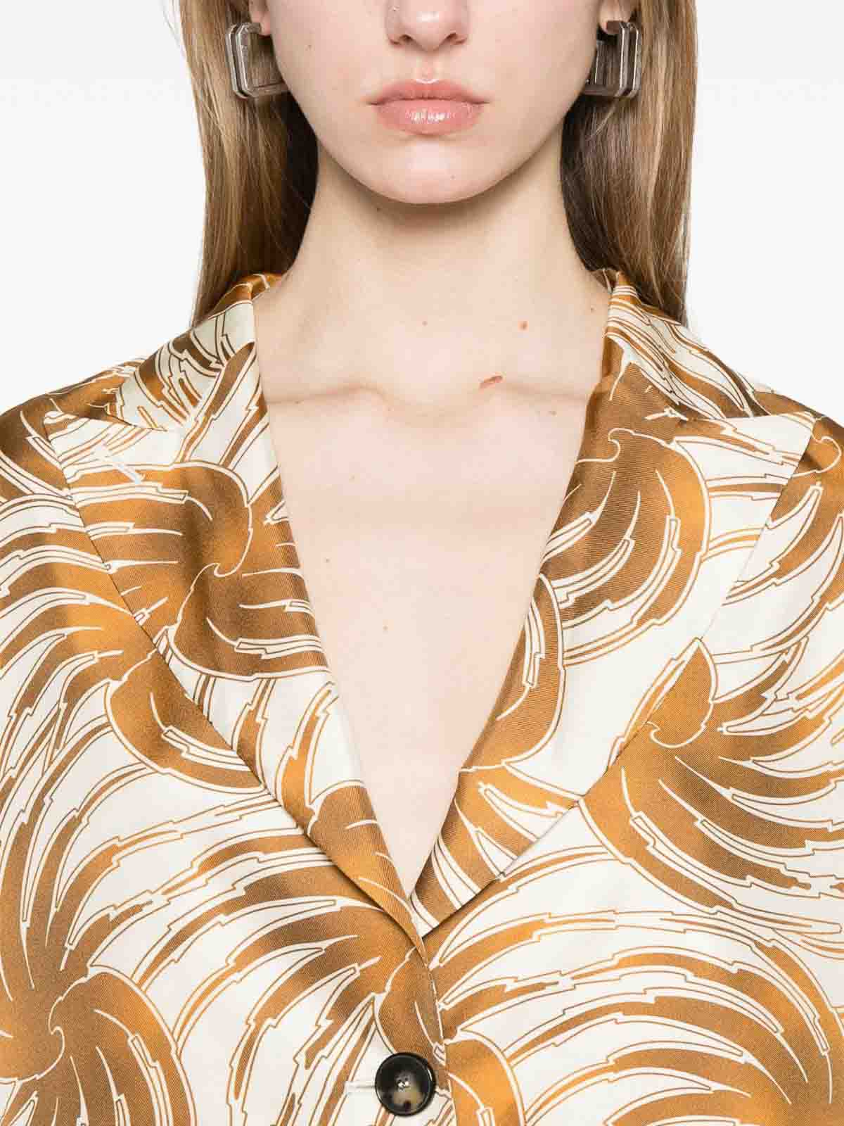 Alberto Biani Printed Silk Caban Jacket In Sand
