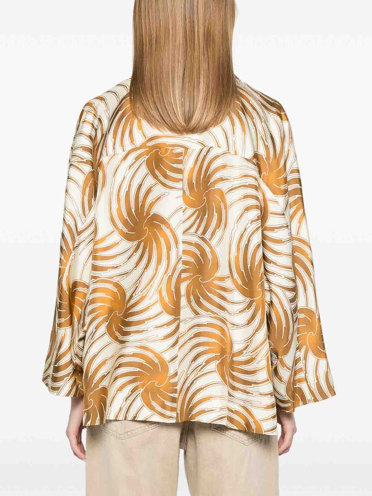 Alberto Biani Printed Silk Caban Jacket In Sand