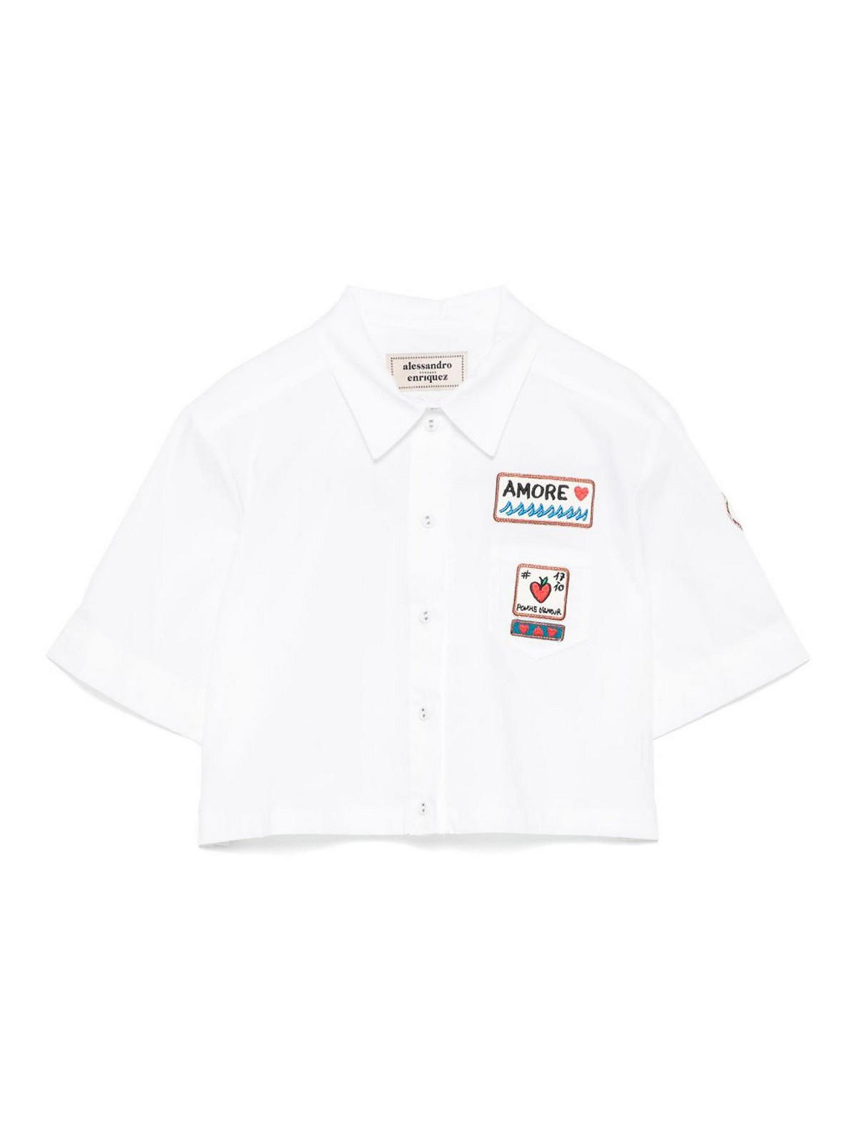 Alessandro Enriquez Patch Cotton Shirt In White