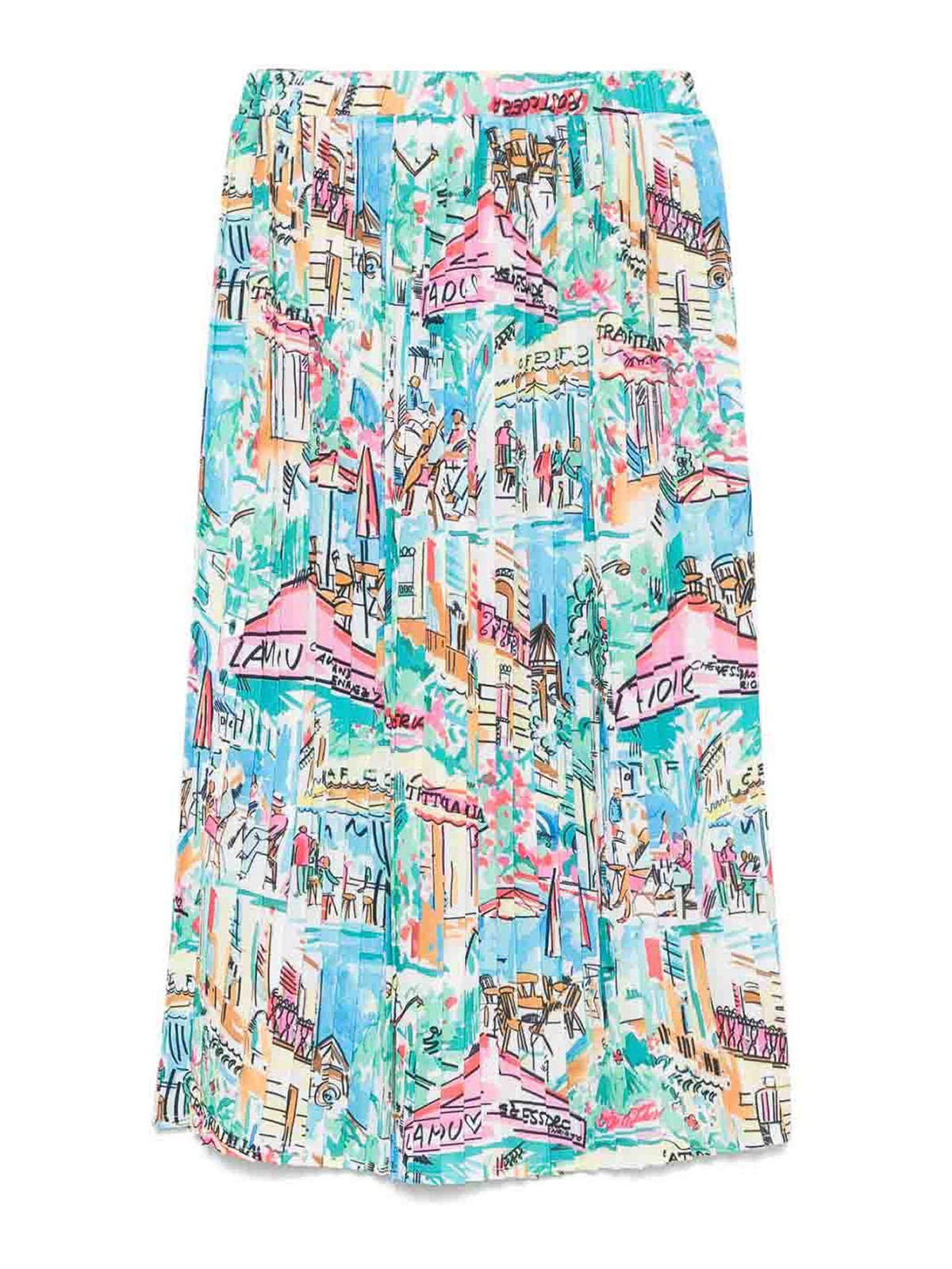 Alessandro Enriquez Printed Midi Skirt In Multi