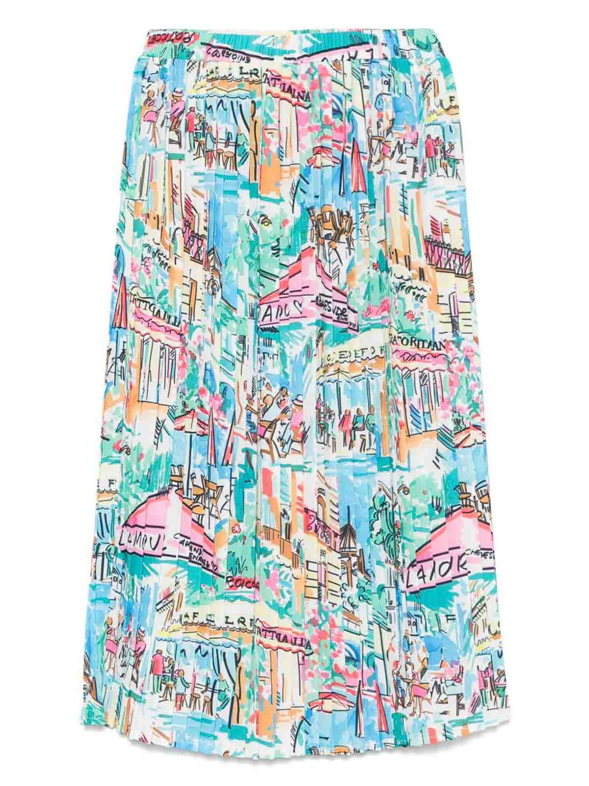 Alessandro Enriquez Printed Midi Skirt In Multi
