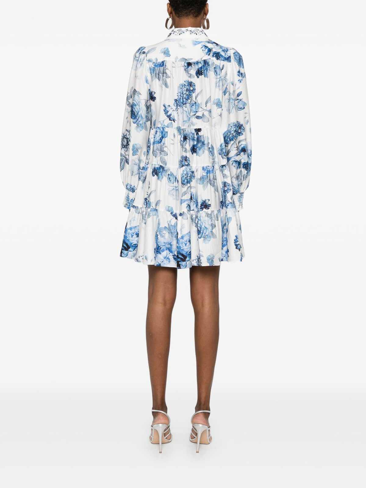 Alice And Olivia Junia Printed Mini Dress In Blue
