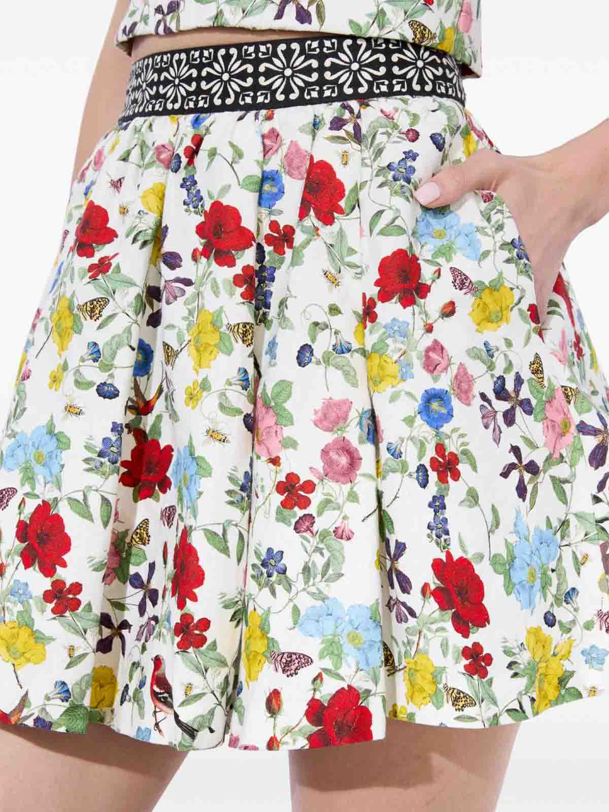 Alice And Olivia Haven Lin And Cotton Mini Skirt In Multi