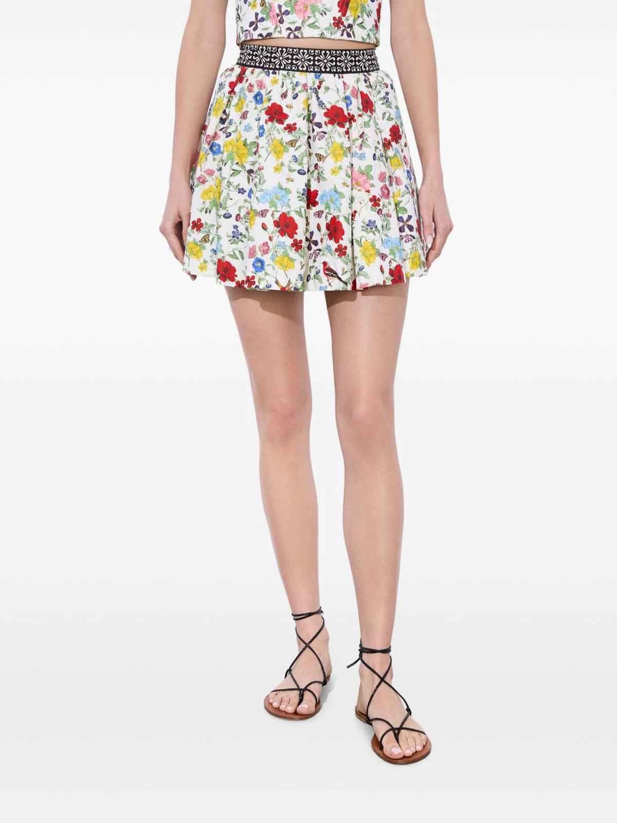 Alice And Olivia Haven Lin And Cotton Mini Skirt In Multi