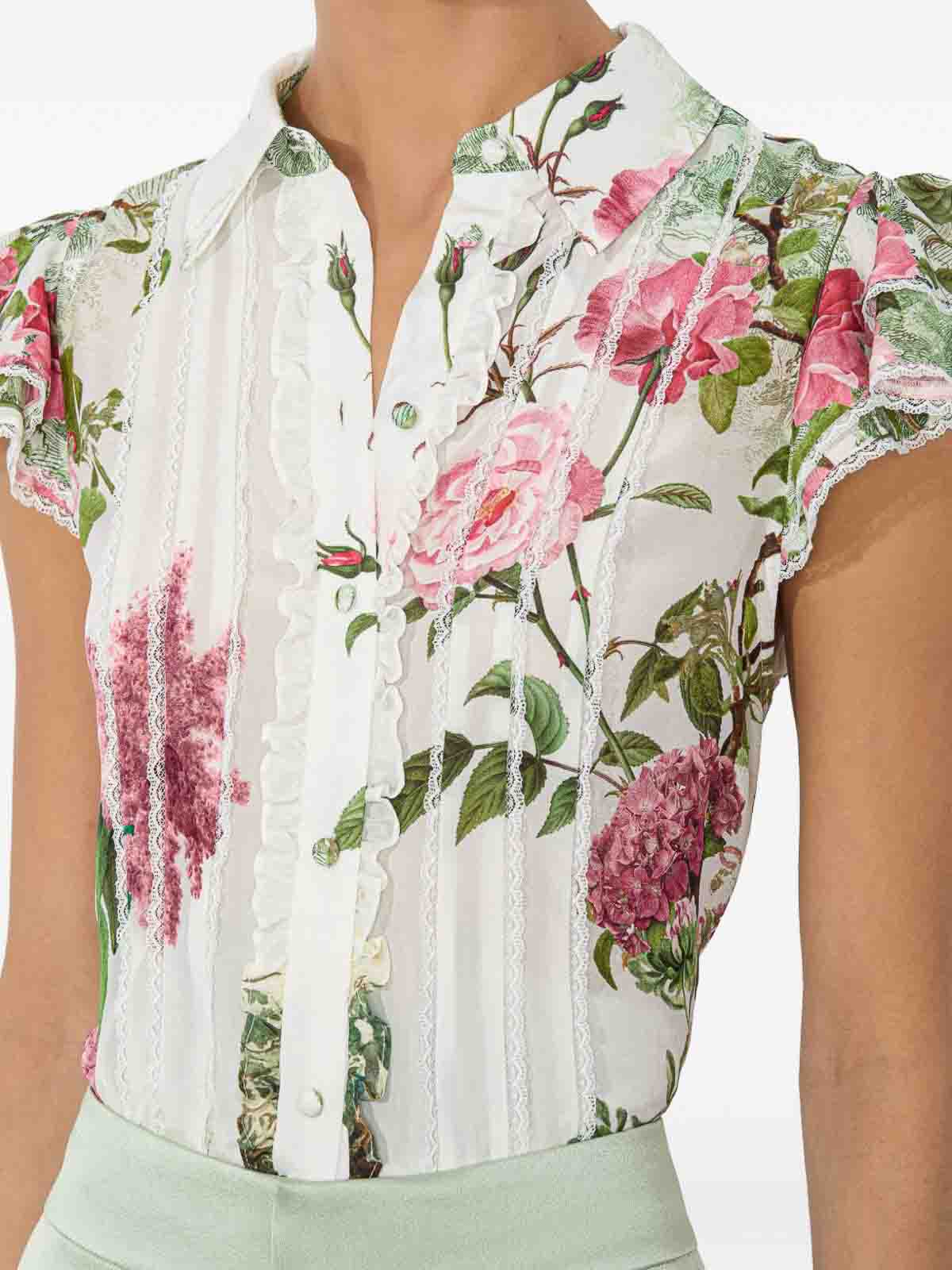 Alice And Olivia Minda Silk Blouse In White