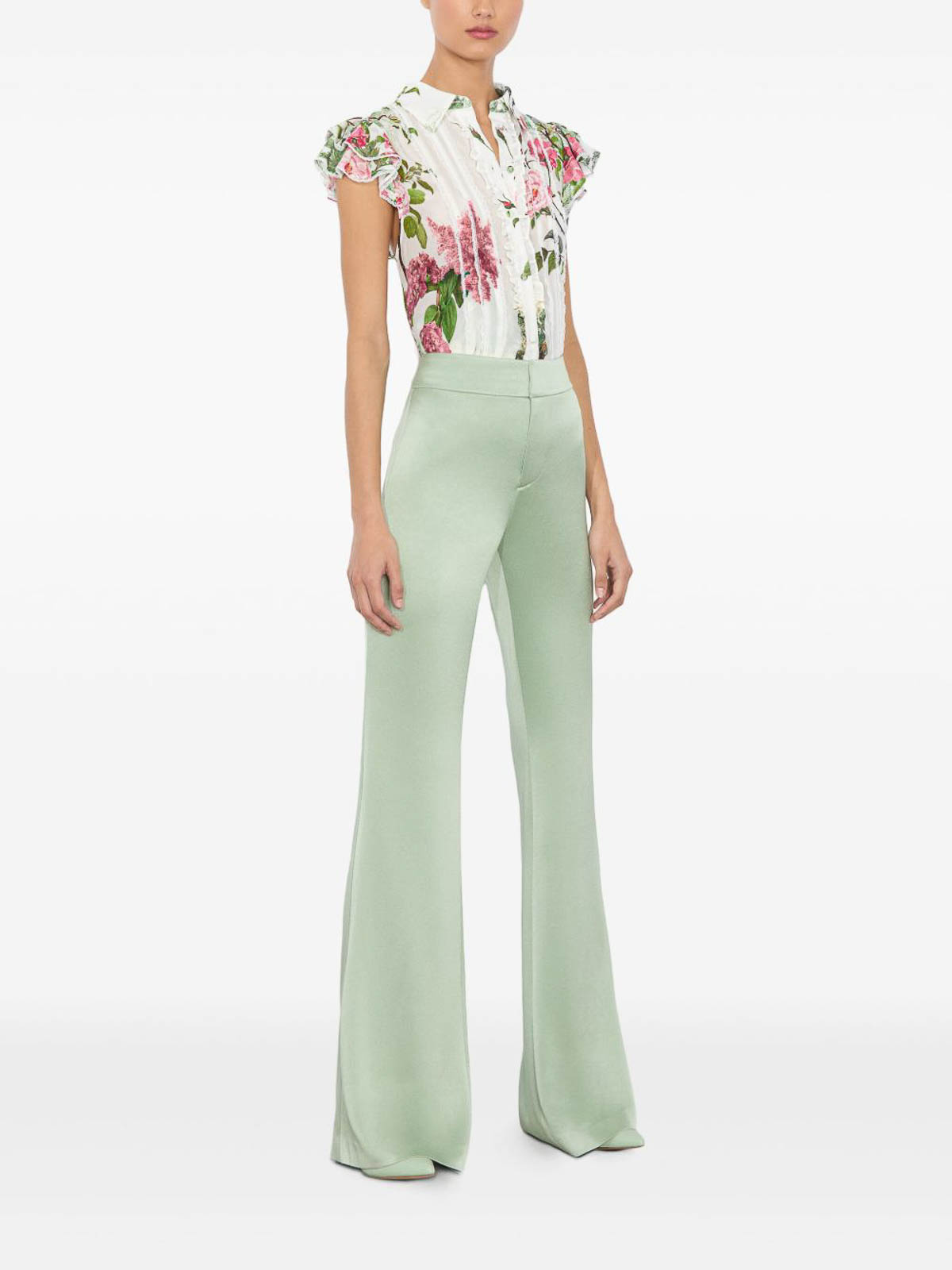 Alice And Olivia Minda Silk Blouse In White