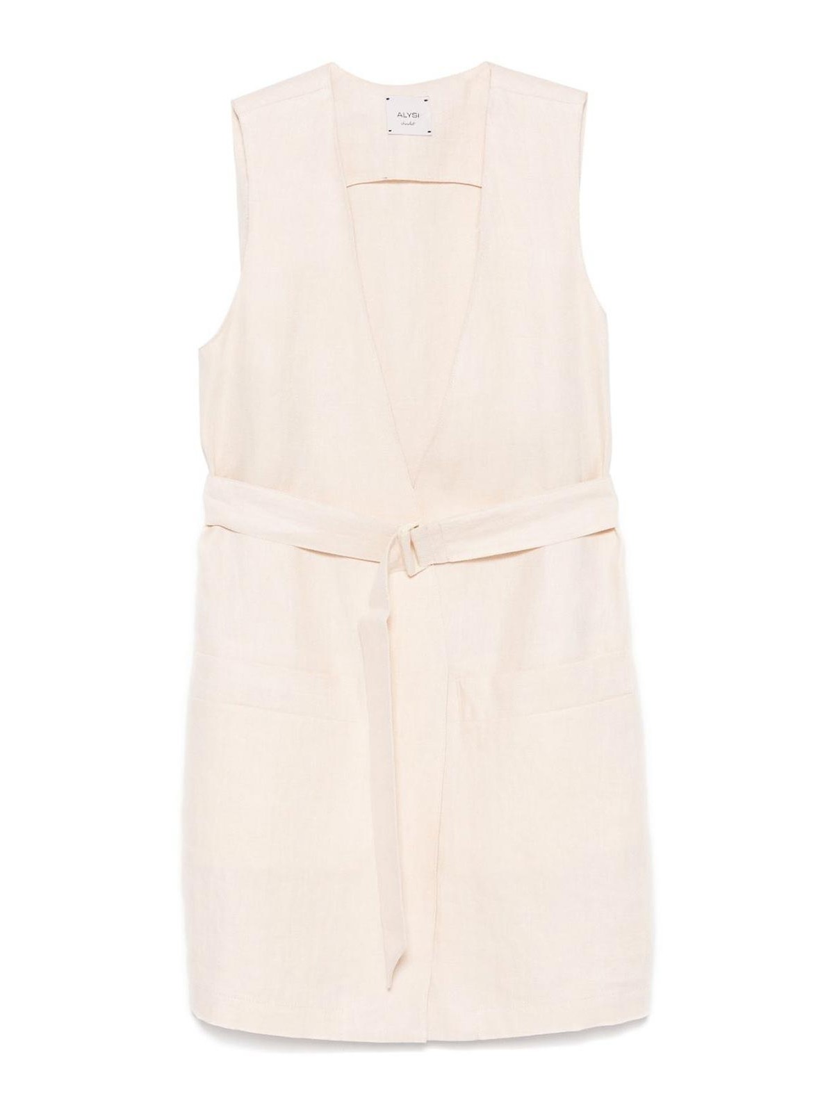 Alysi Linen Vest In White