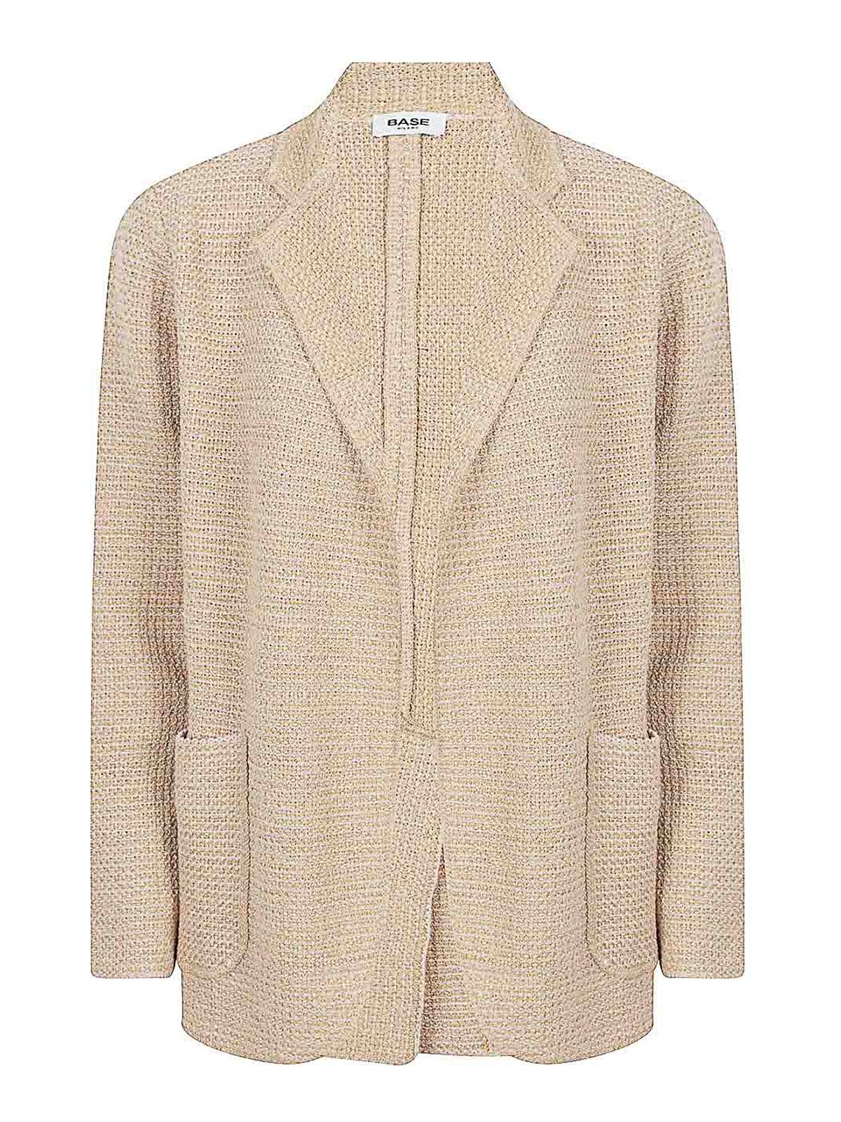 Base Cotton Blend Blazer Jacket In Sand
