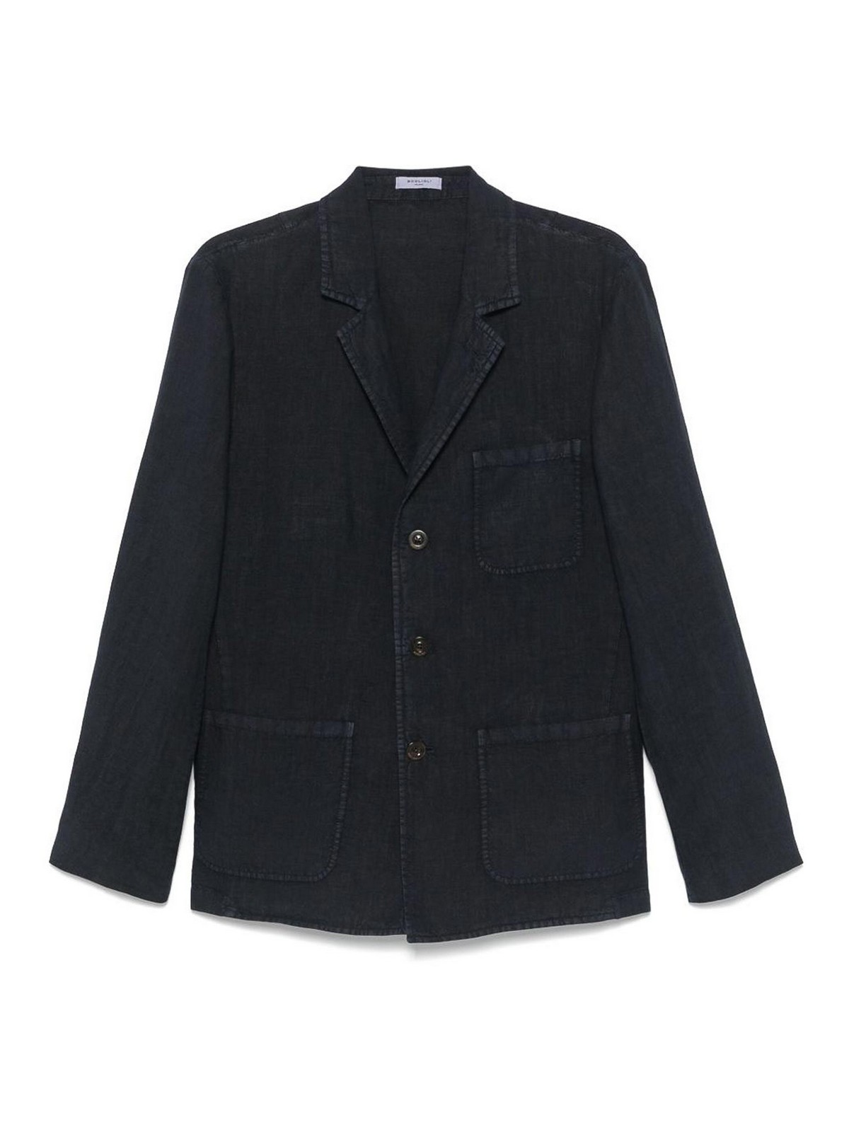 Boglioli Linen Single-breasted Jacket In Black
