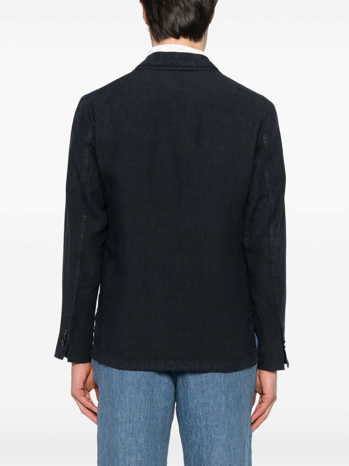 Boglioli Linen Single-breasted Jacket In Black