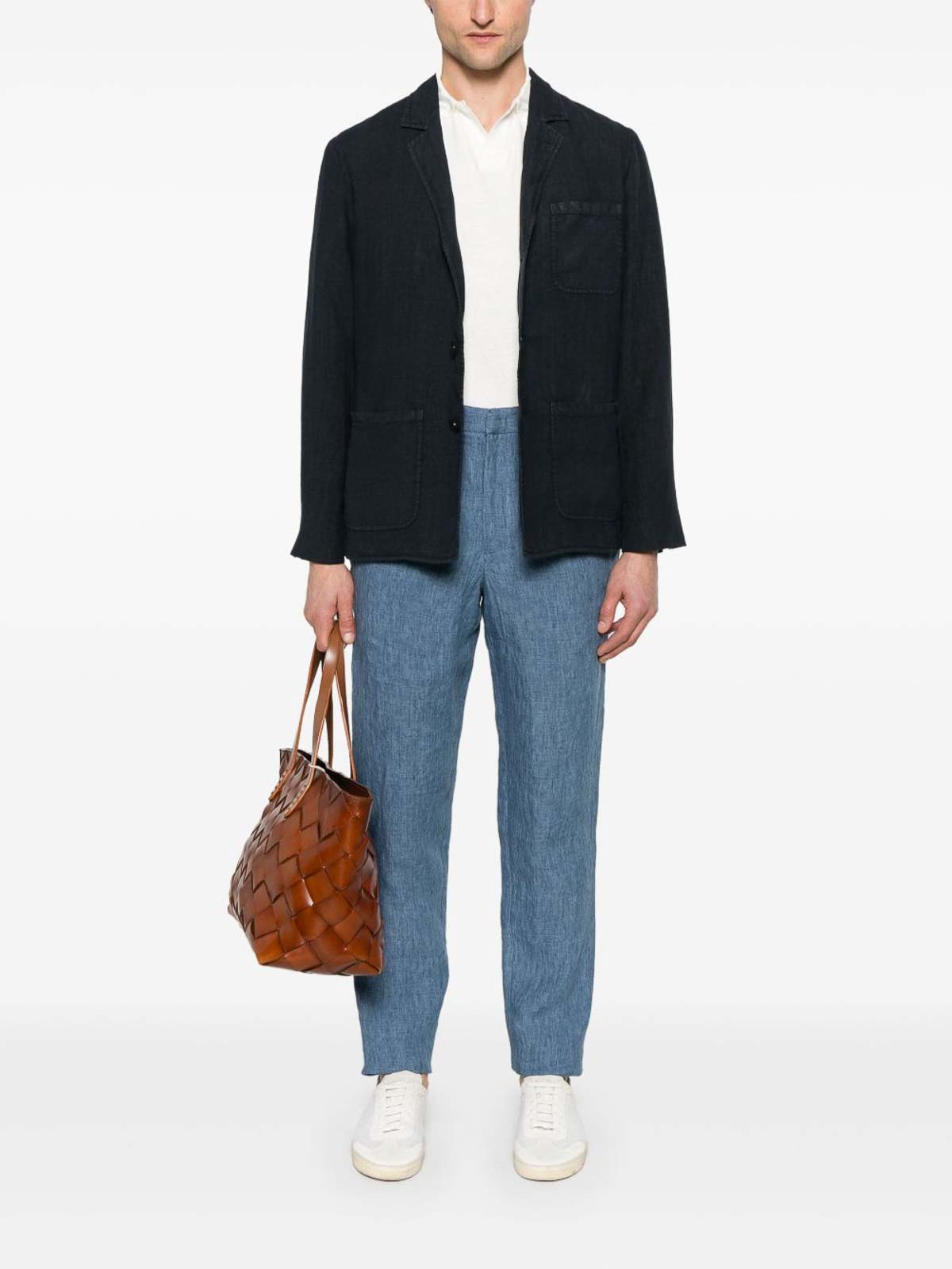 Boglioli Linen Single-breasted Jacket In Black
