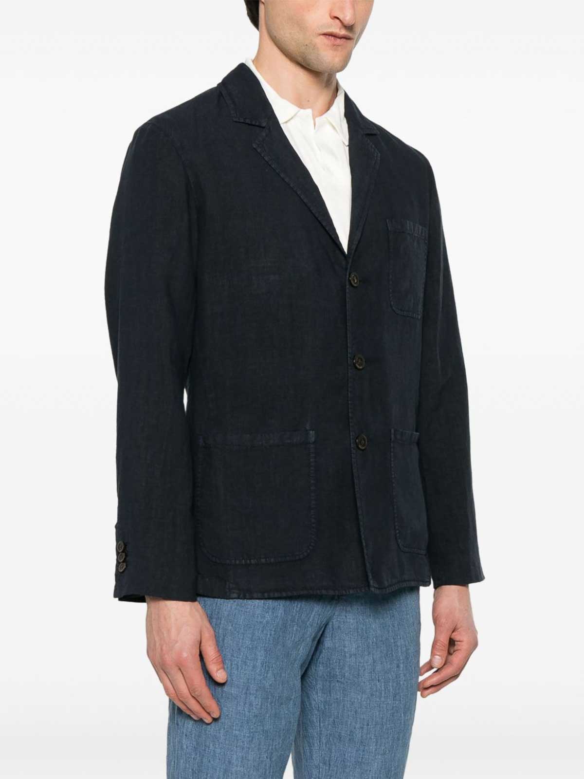 Boglioli Linen Single-breasted Jacket In Black