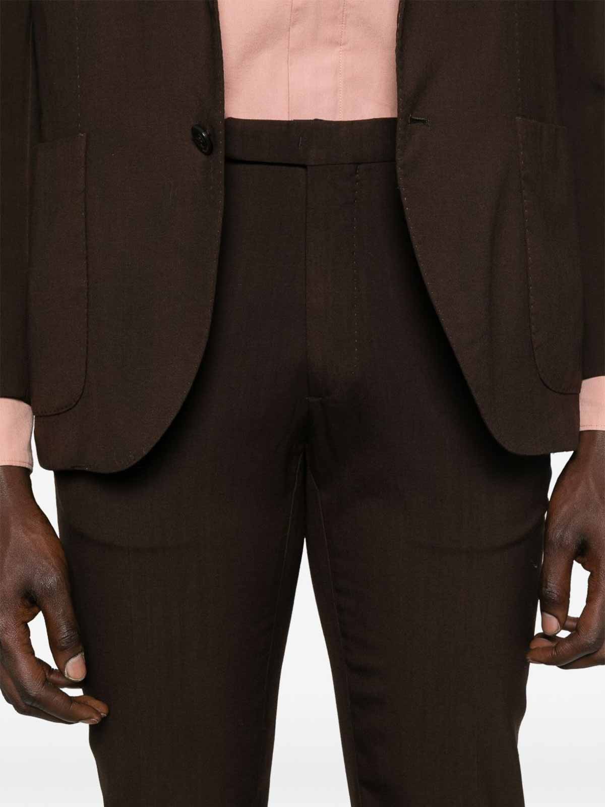 Boglioli Wool Double-breasted Suit In Brown
