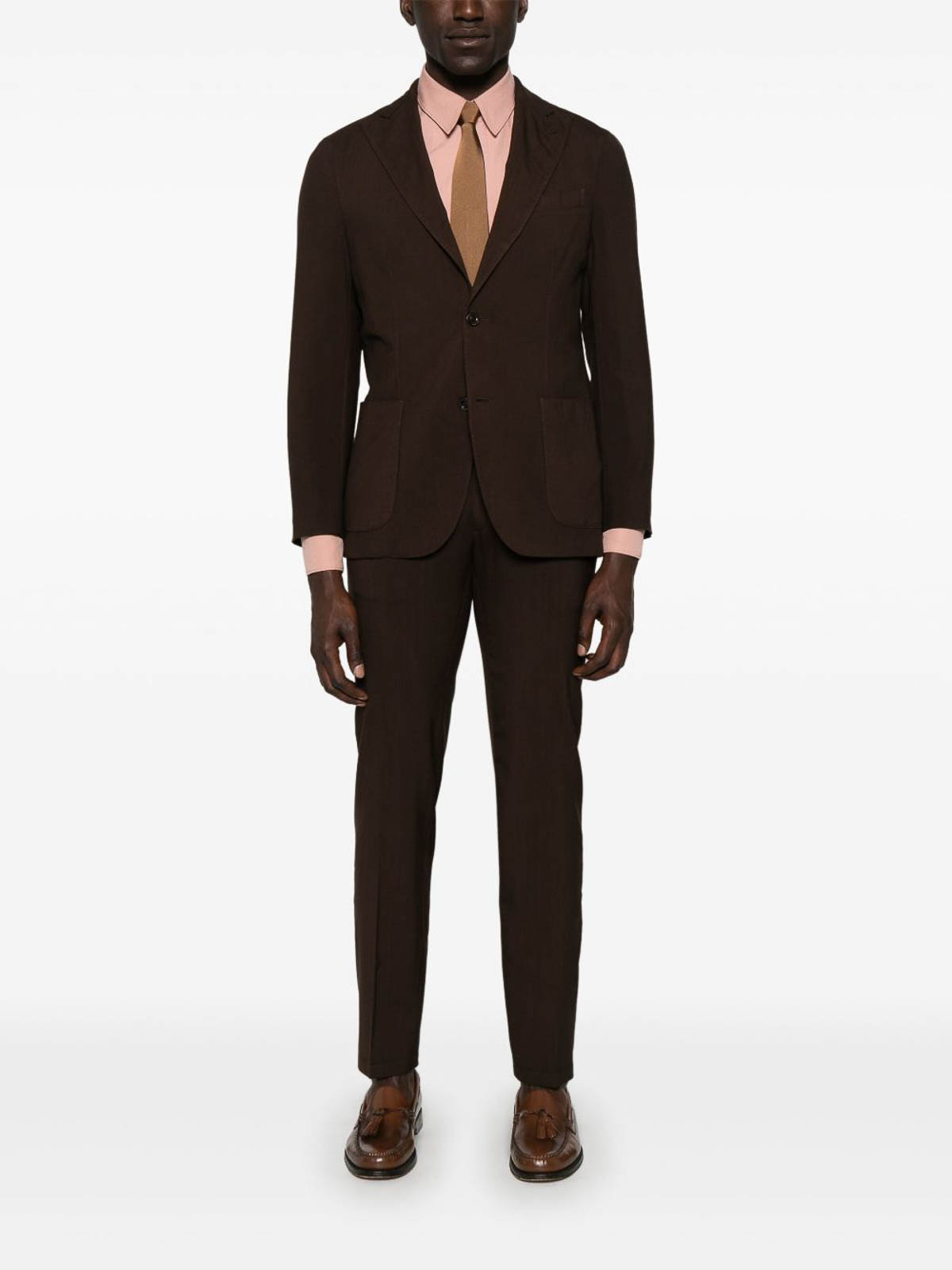 Boglioli Wool Double-breasted Suit In Brown