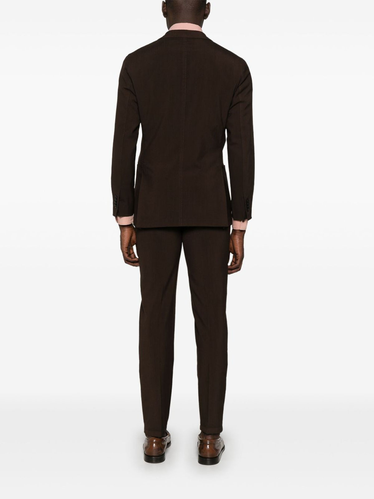 Boglioli Wool Double-breasted Suit In Brown