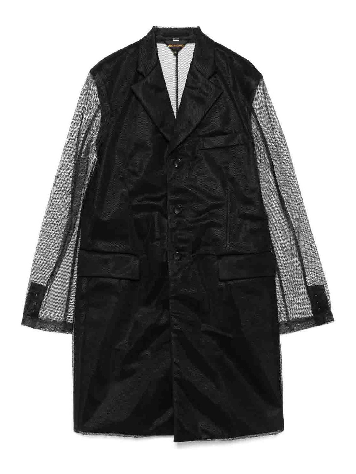 Comme Des Garçons Flap Pockets Notched Lapels Sheer Sleeves In Black