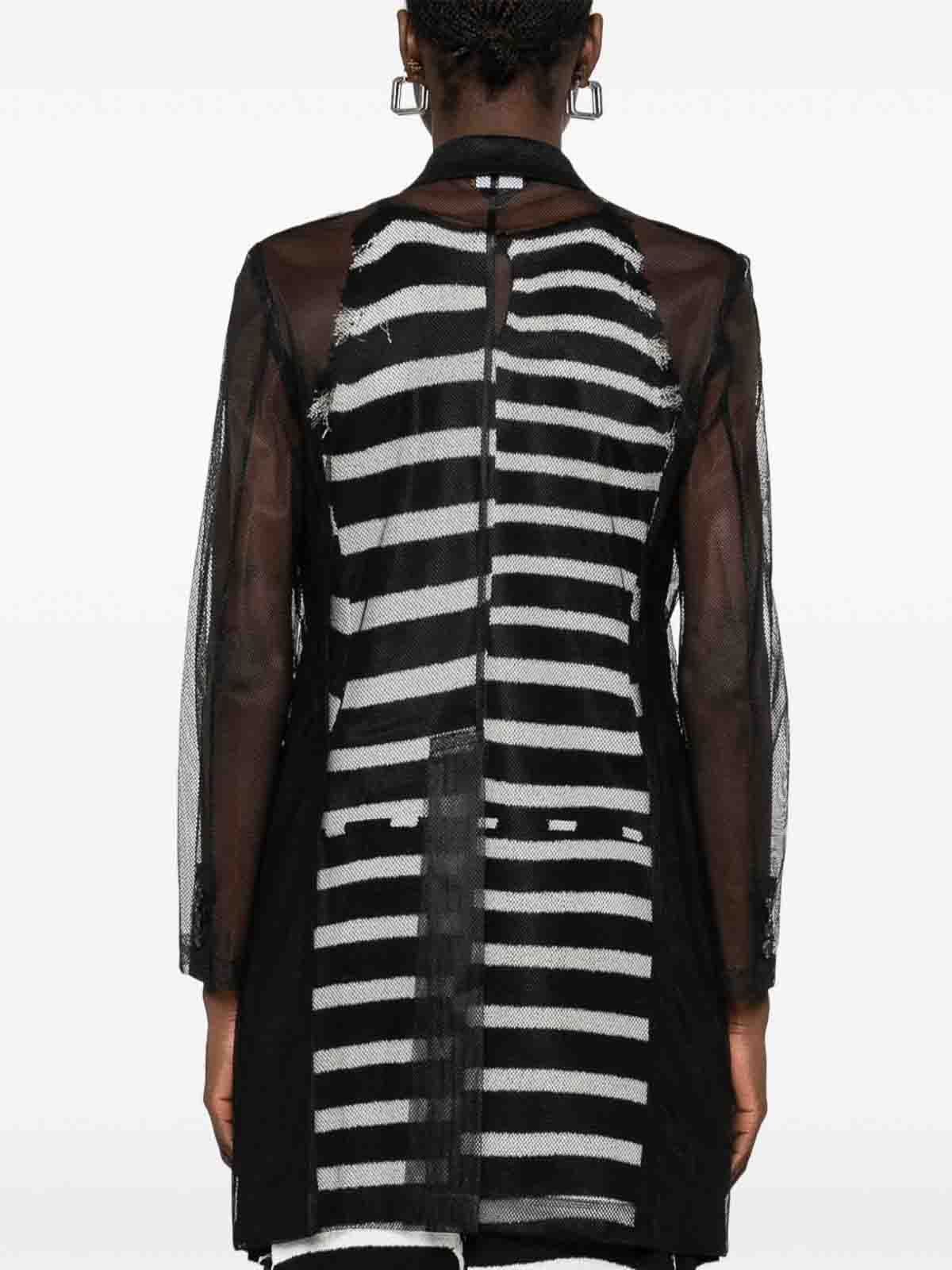 Comme Des Garçons Flap Pockets Notched Lapels Sheer Sleeves In Black