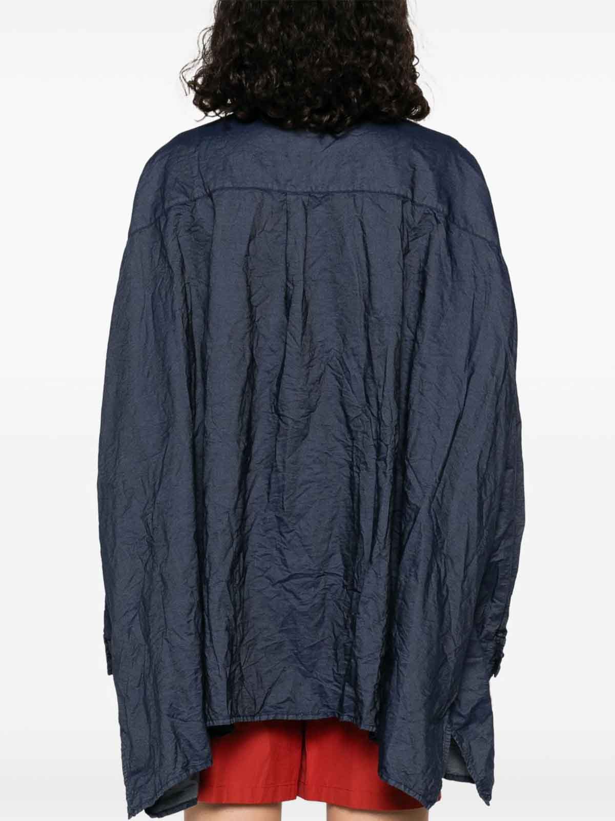 Daniela Gregis Navy Blue Box-pleat Shirt In Blue