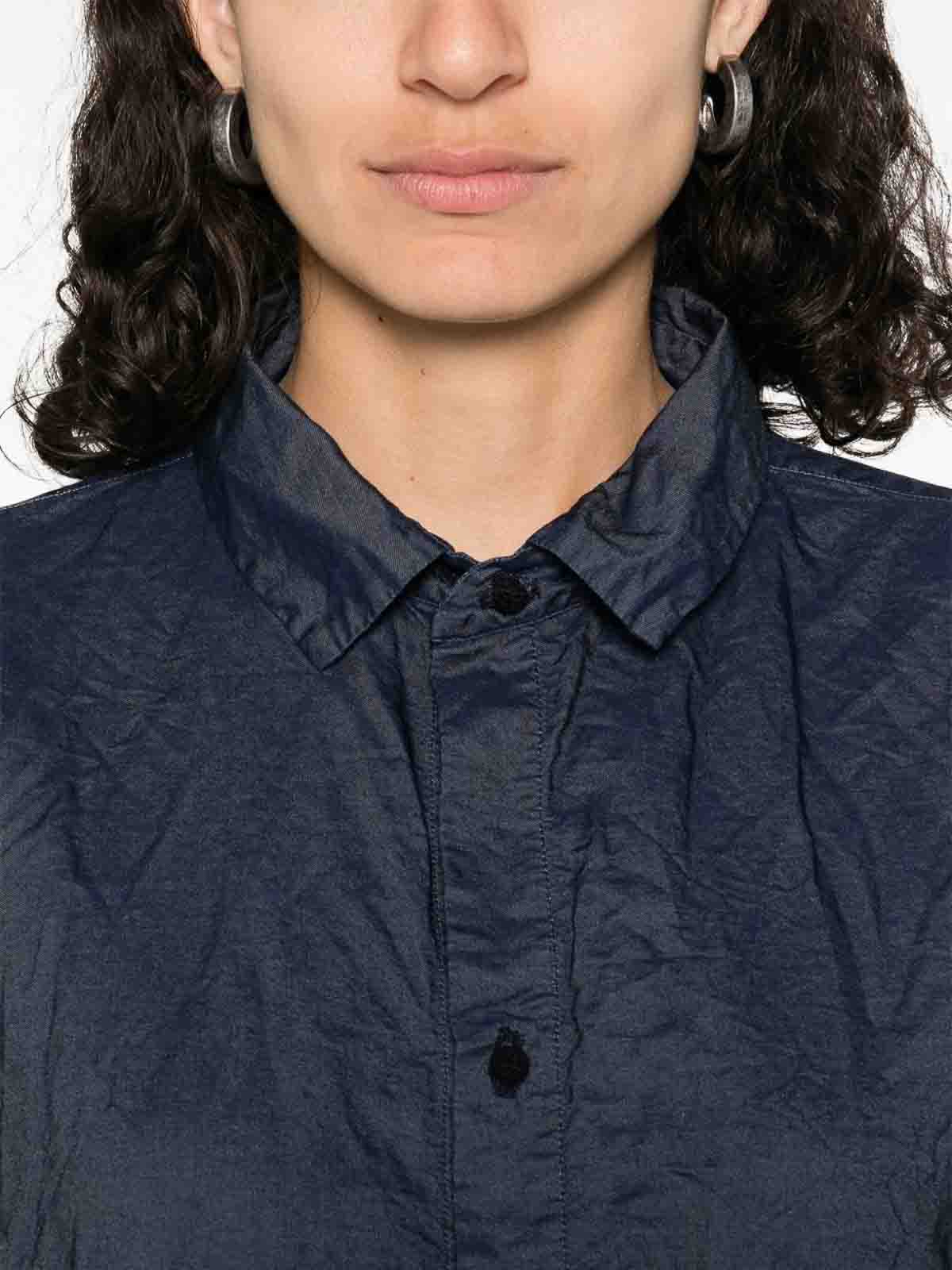 Daniela Gregis Navy Blue Box-pleat Shirt In Blue