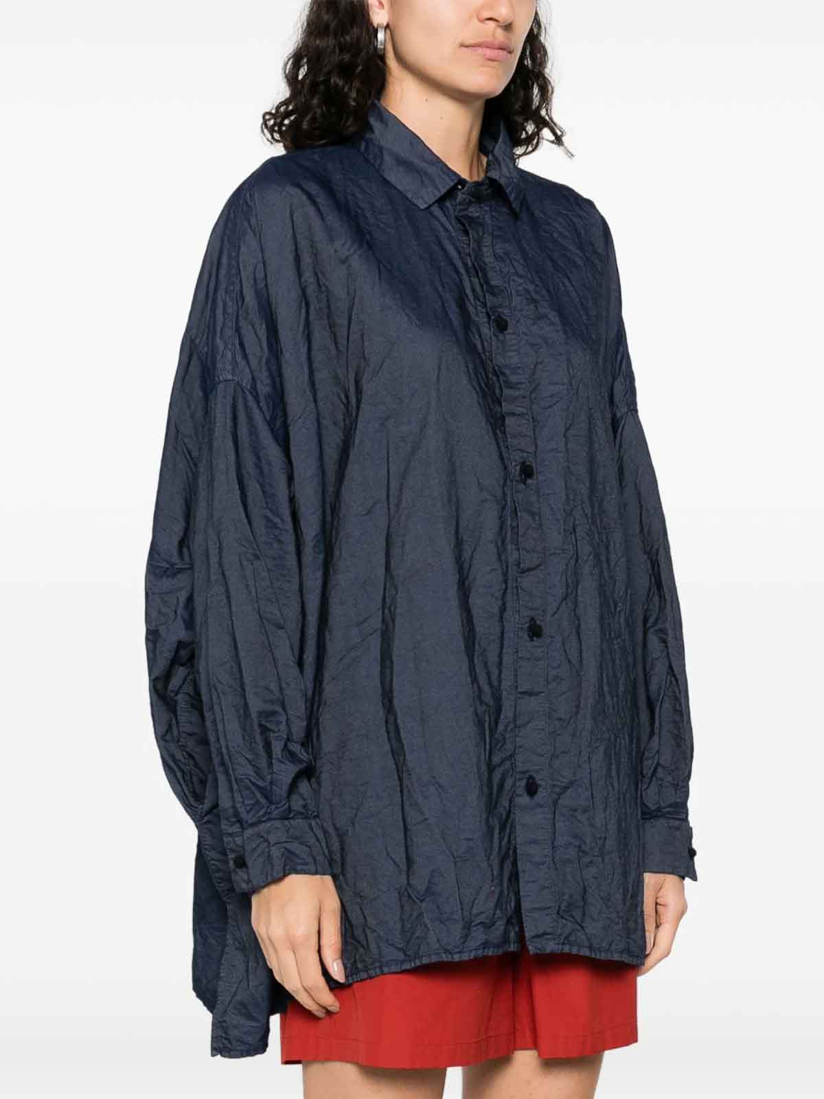 Daniela Gregis Navy Blue Box-pleat Shirt In Blue