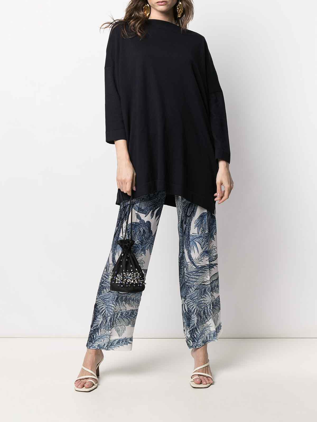 Daniela Gregis Navy Boat Neck Knit Jumper In Blue