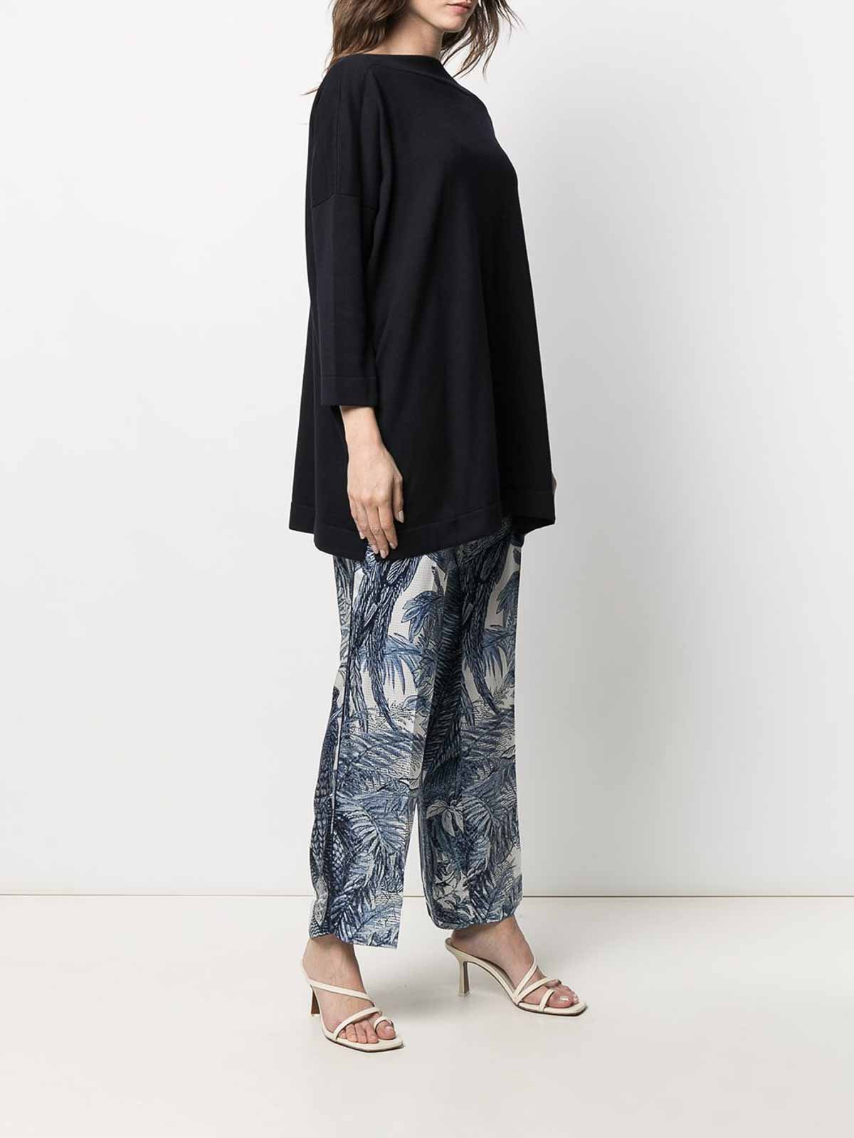 Daniela Gregis Navy Boat Neck Knit Jumper In Blue