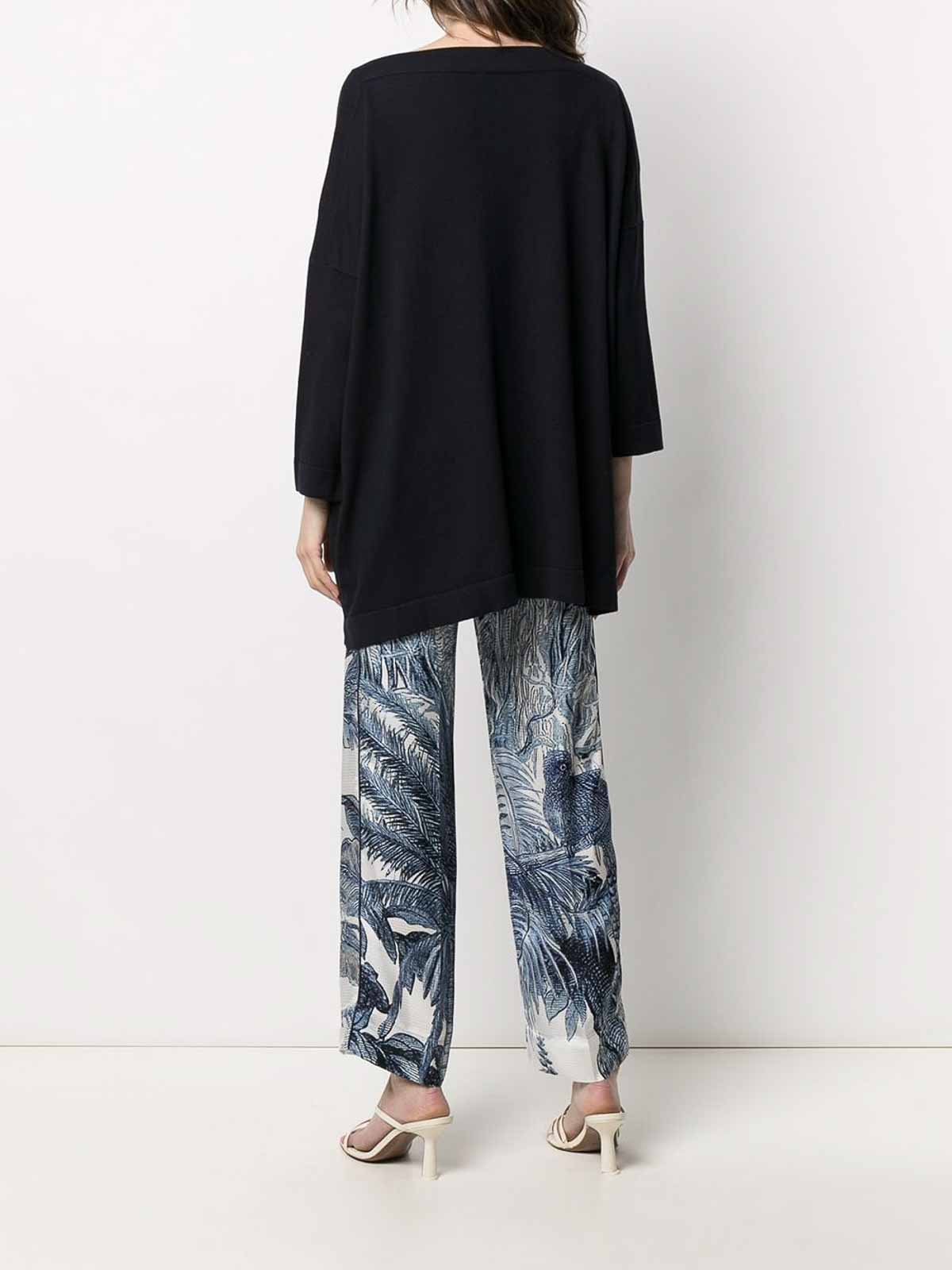 Daniela Gregis Navy Boat Neck Knit Jumper In Blue