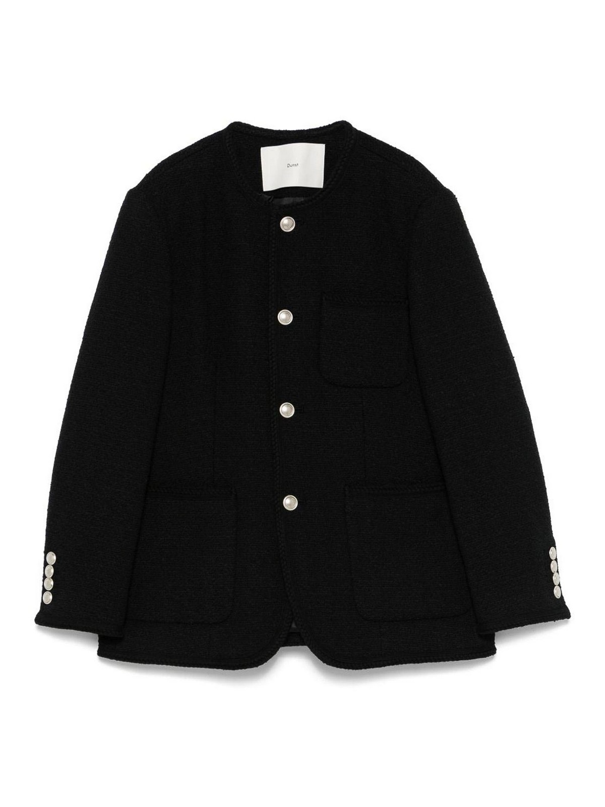 Dunst Black Oversize Collarless Jacket In Black