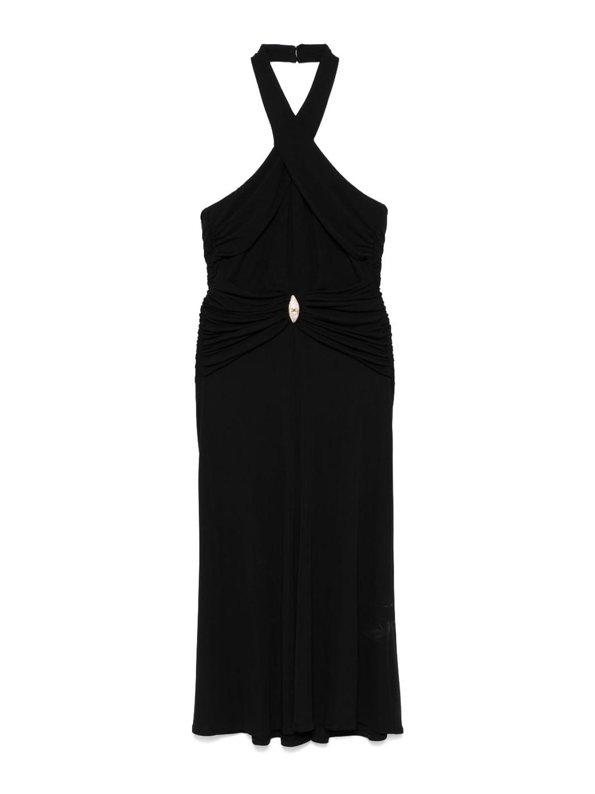 Elisabetta Franchi Abito In Jersey Leggero Con Scollo Incrociato In Black