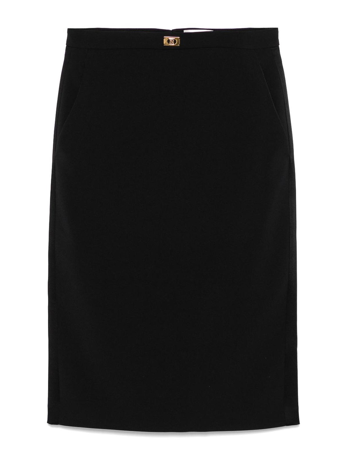 スカート ELISABETTA FRANCHI Women Mid Skirts GO09953E2110 BLACK Elisabetta Franchi Midi Skirt - Black - Women | GO09953E2110