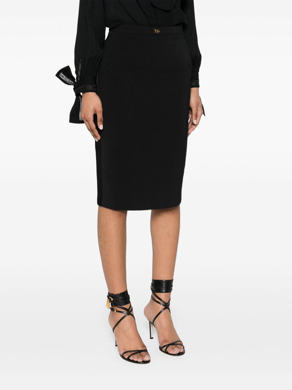 スカート ELISABETTA FRANCHI Women Mid Skirts GO09951E2110 Black Elisabetta Franchi Pencil Midi Skirt - Black - Women