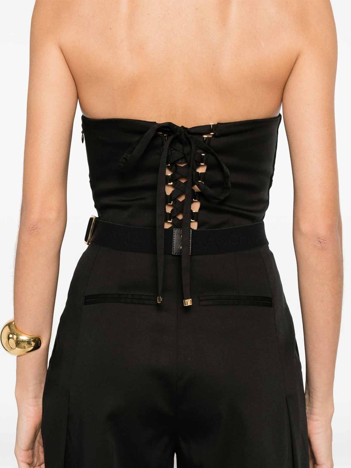 Elisabetta Franchi Long Jumpsuit Lace-up Back In Black